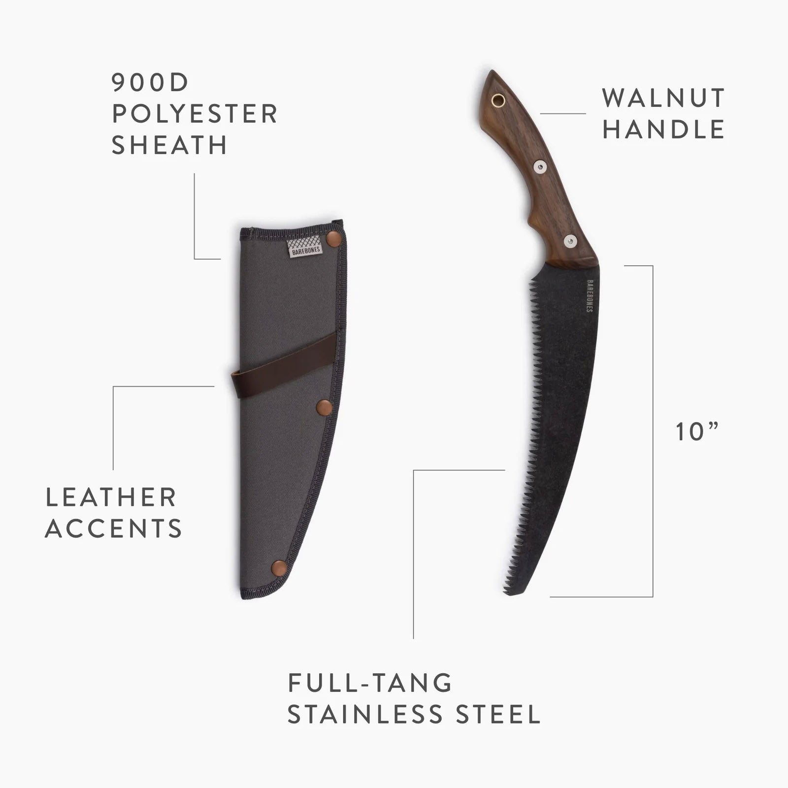 BAREBONES Holzsäge Handsäge Bushcraft Full Tang Garten Baum Ast Säge Holz 25 cm