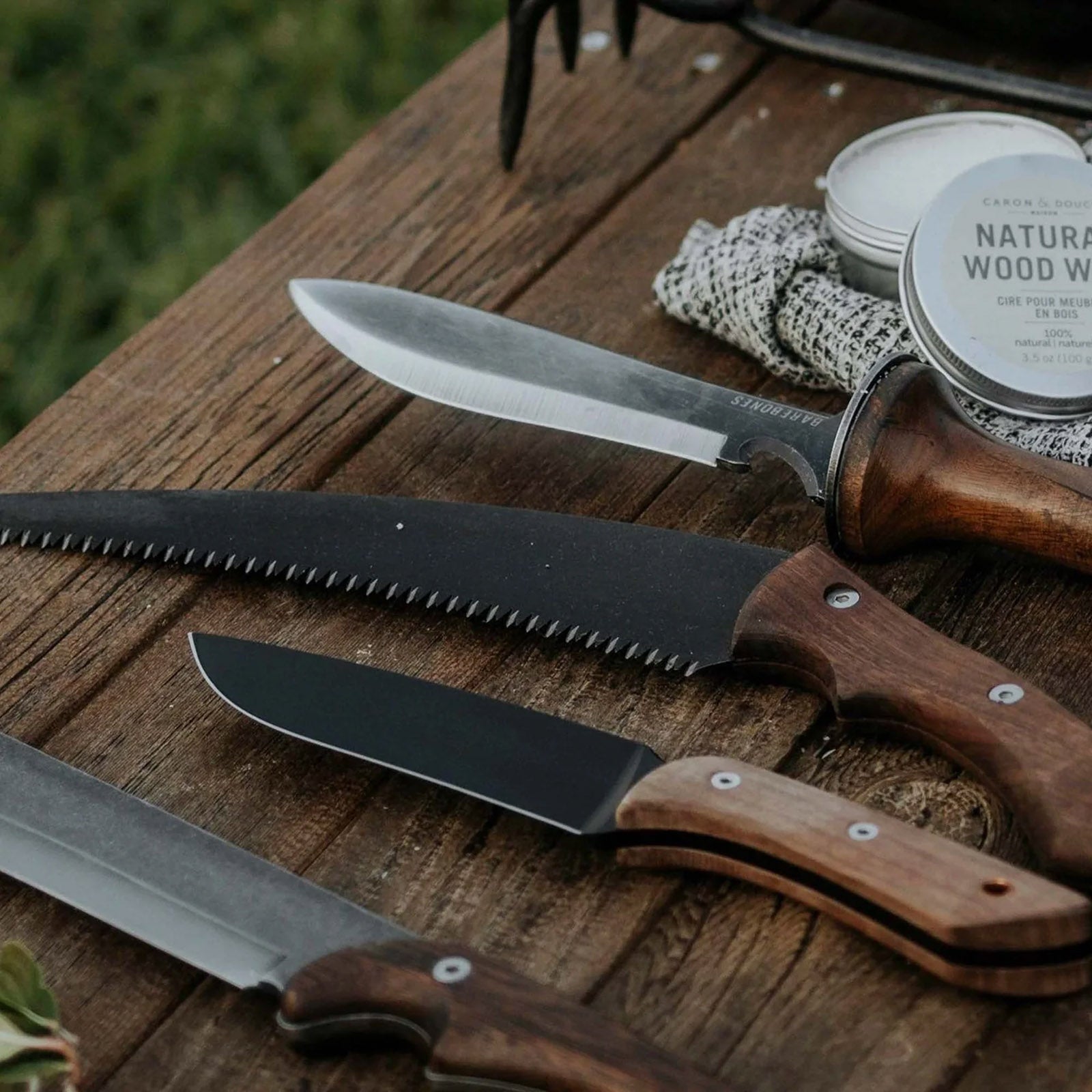 Scie à bois BAREBONES Scie à main Bushcraft Full Tang Scie à branches d'arbre de jardin Bois 25 cm