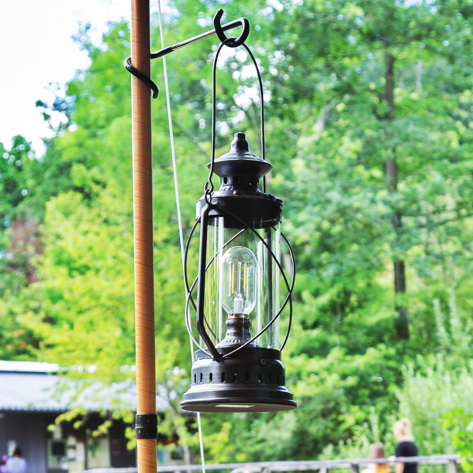 HUMAN COMFORT Storm Lantern LED Camping Retro Lamp USB Battery Dimmable Glass Metal