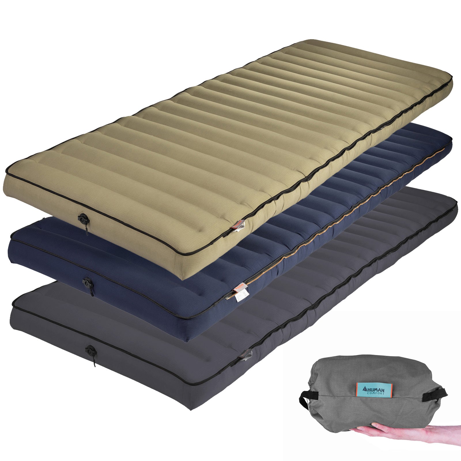 Matelas gonflable Chatou HUMAN COMFORT, matelas de couchage pour invité, 100 % coton
