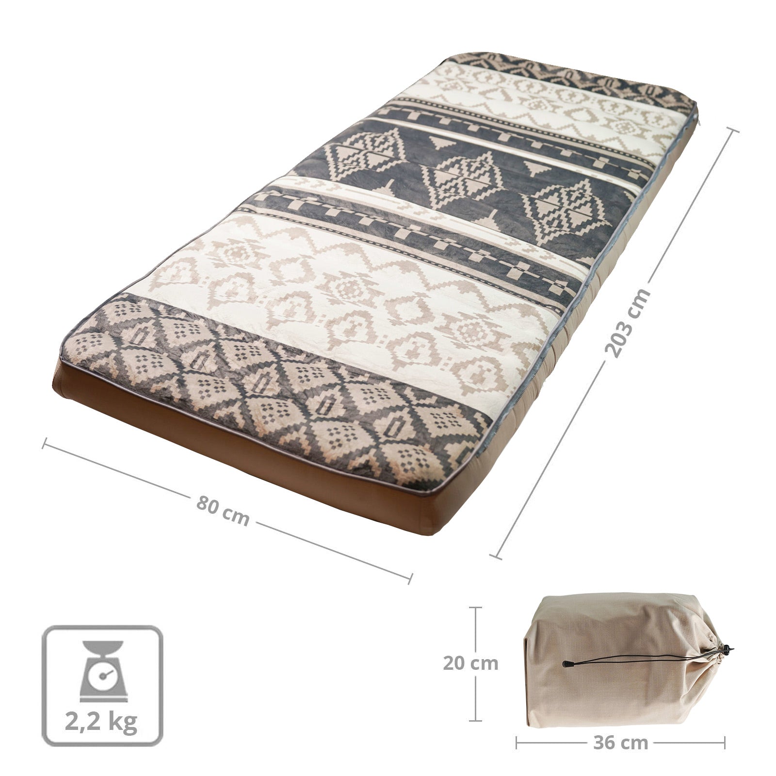 HUMAN COMFORT luchtbed Chatou Print slaapmat kistmatras gasten katoen