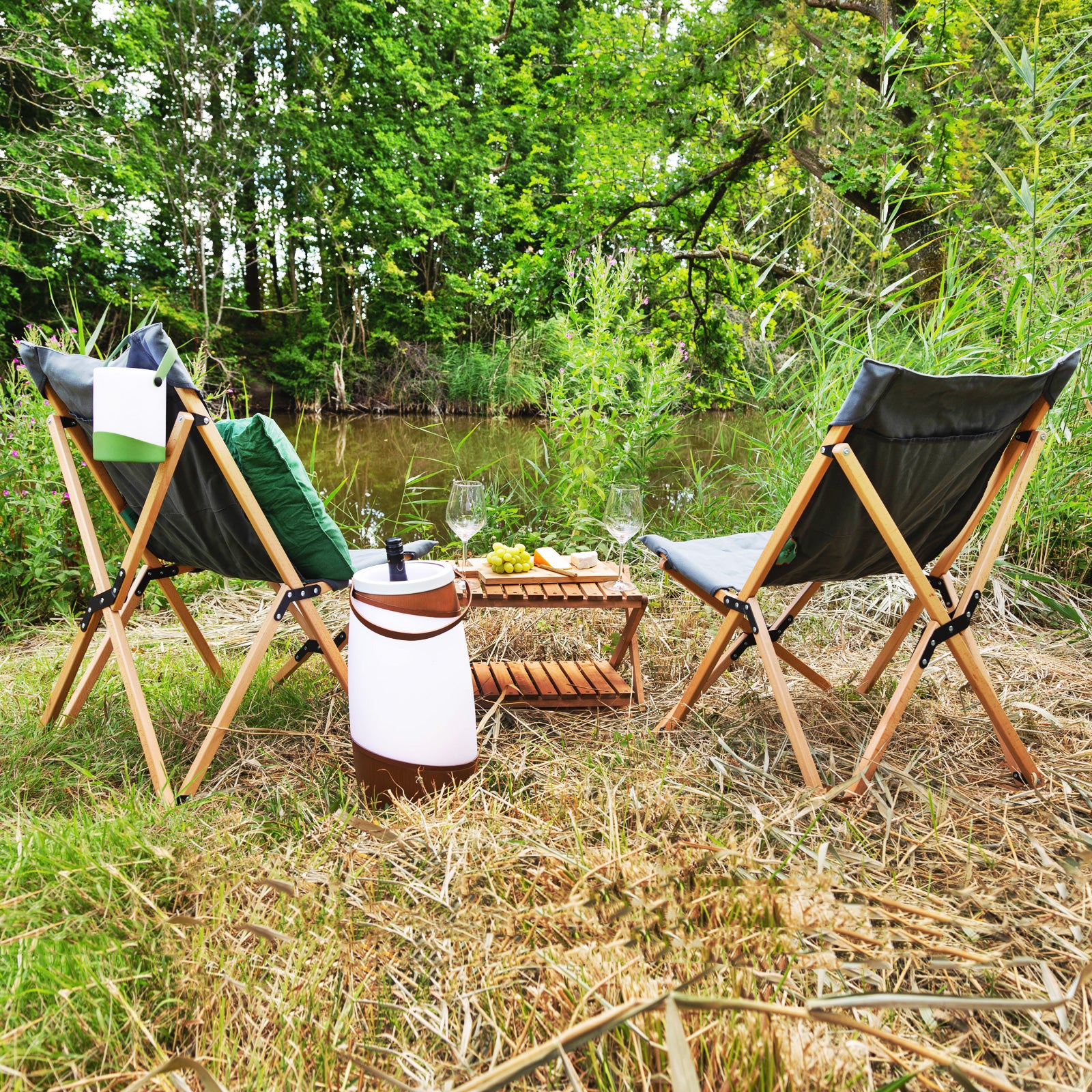 HUMAN COMFORT Lounge Camping Stuhl Avon L Garten Falt Klapp Sessel Holz 115 kg