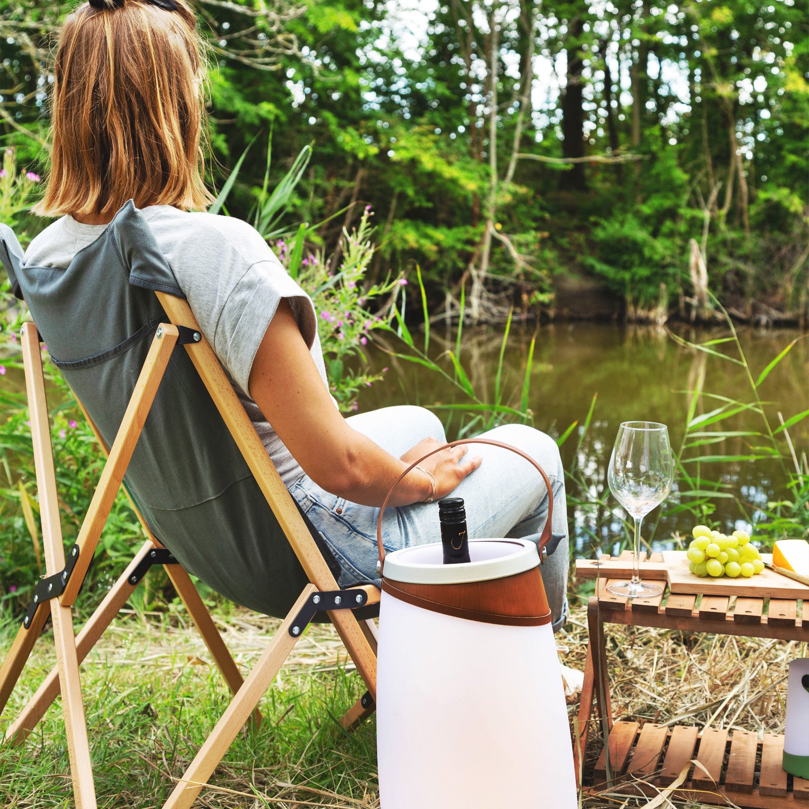 HUMAN COMFORT Lounge Camping Chair Avon L Garden Folding Armchair Wood 115 kg