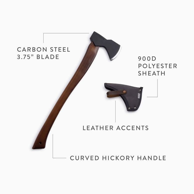BAREBONES Lumberjack Axe Splitting Axe Forest Axe Outdoor Hickory Wood Handle Steel 70cm