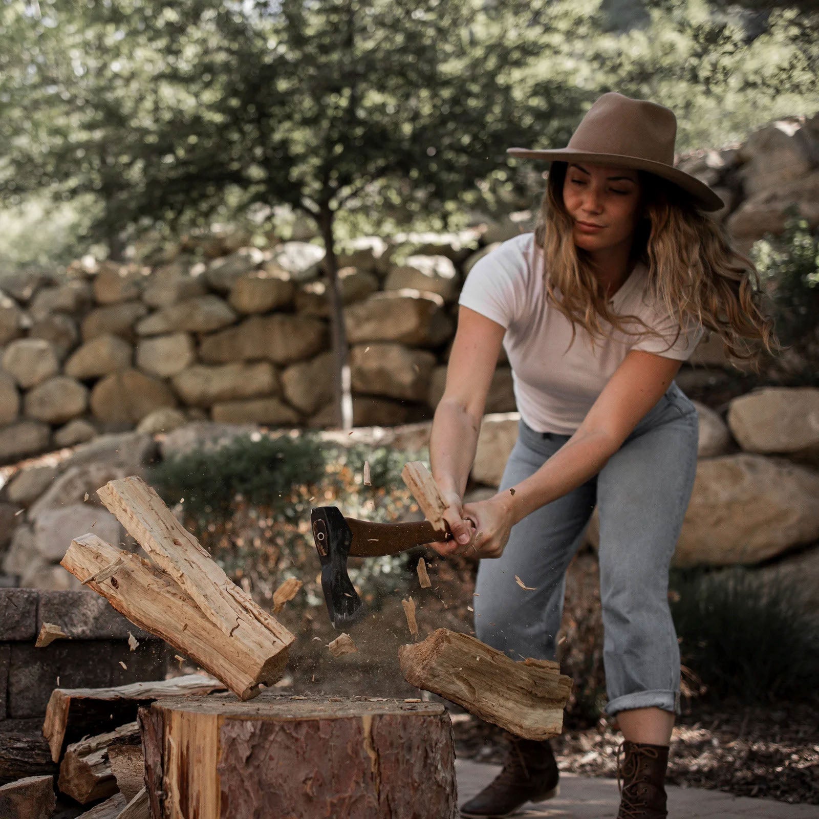 BAREBONES Lumberjack Axe Splitting Axe Forest Axe Outdoor Hickory Wood Handle Steel 70cm