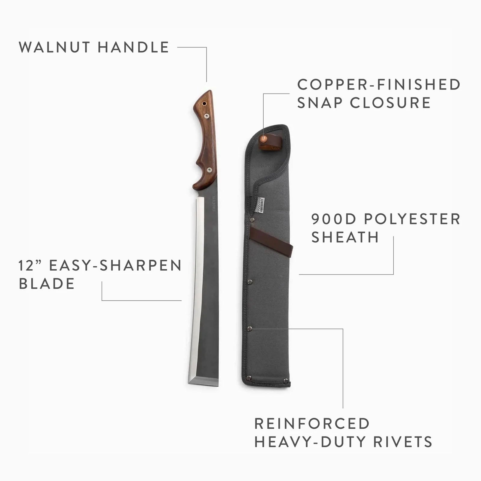 BAREBONES Machette Nata Full Tang Bush Knife Bushcraft Camping Couteau à découper 53 cm