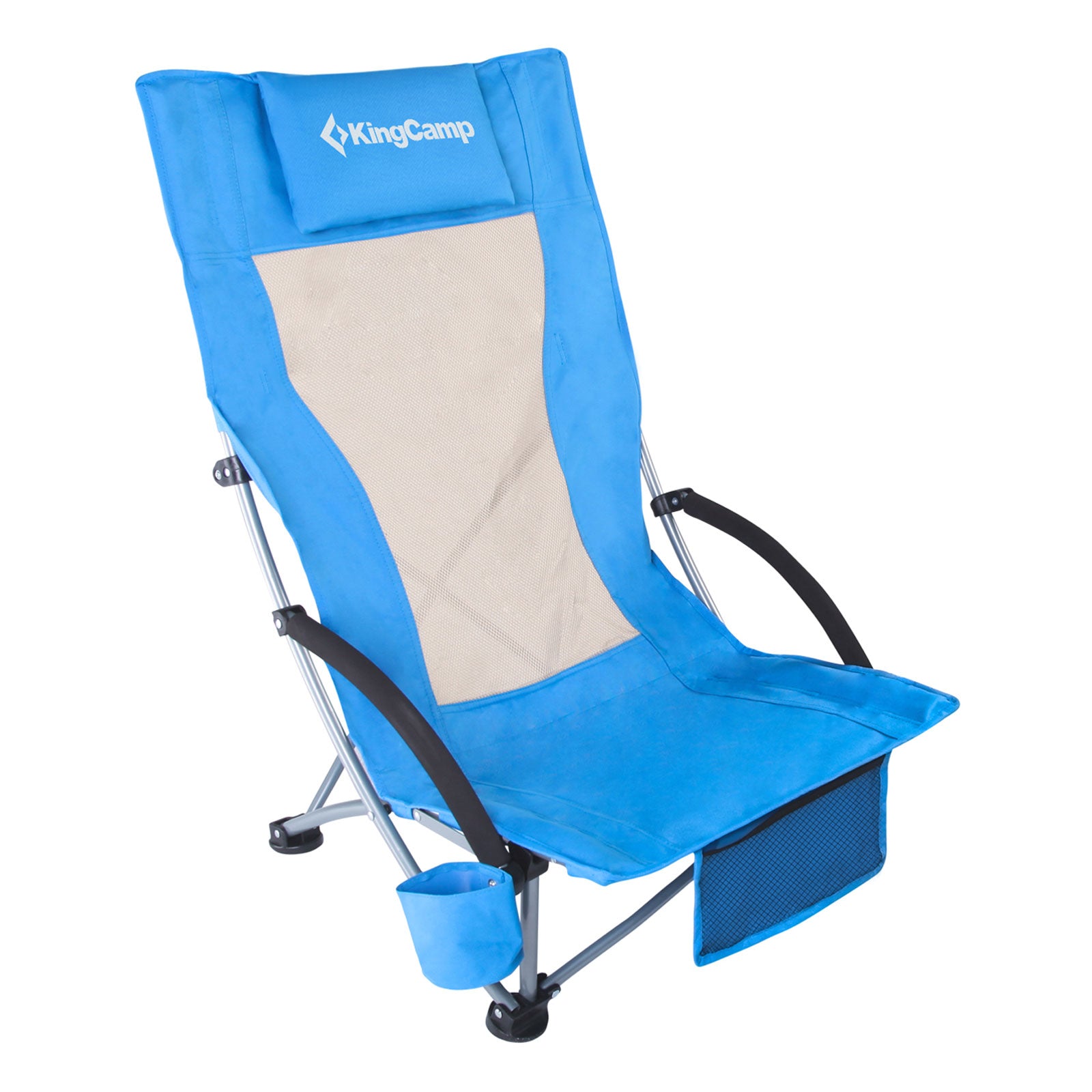 Chaise longue de plage pliante à dossier haut KINGCAMP, chaise de camping basse, 136 kg