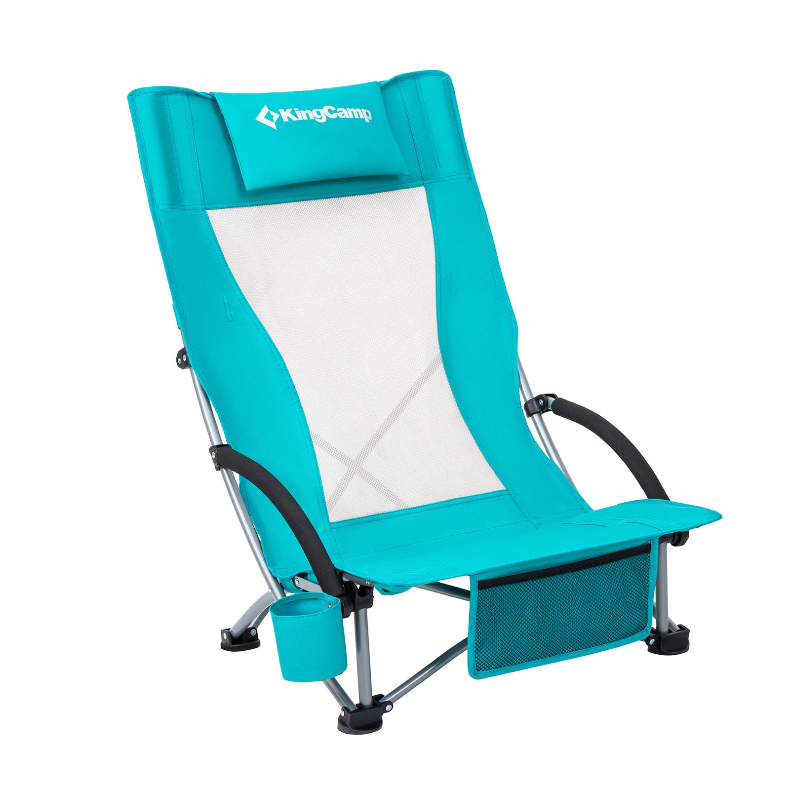 Chaise longue de plage pliante à dossier haut KINGCAMP, chaise de camping basse, 136 kg