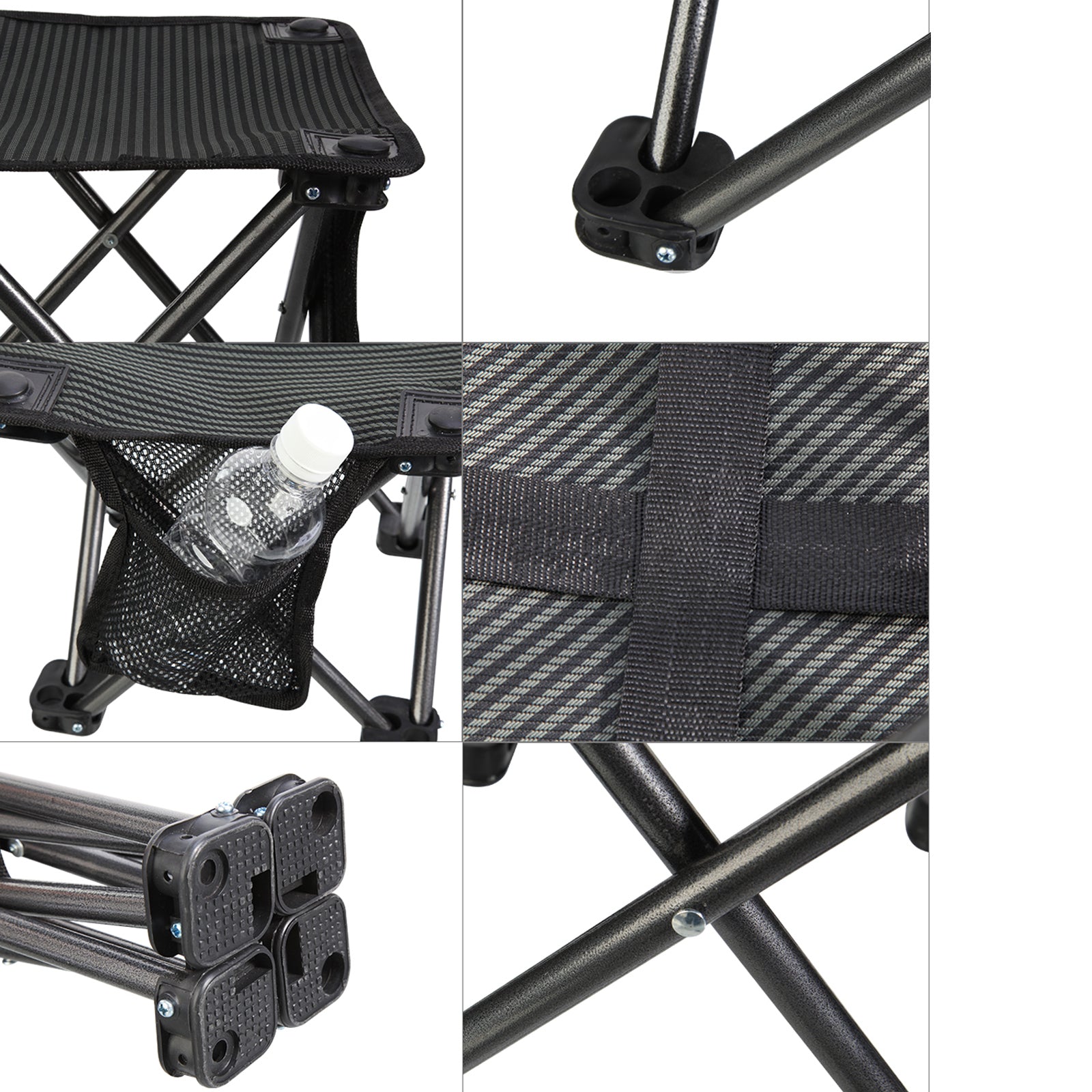 Tabouret pliant KINGCAMP Mini Tabouret pliant Siège de pêche de camping Acier 650 g Léger 150 kg