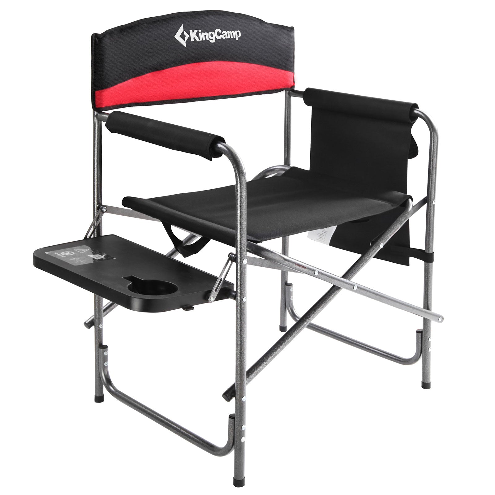 Chaise de directeur KINGCAMP XL Chaise de directeur de camping pliante Accoudoir Table 180 kg