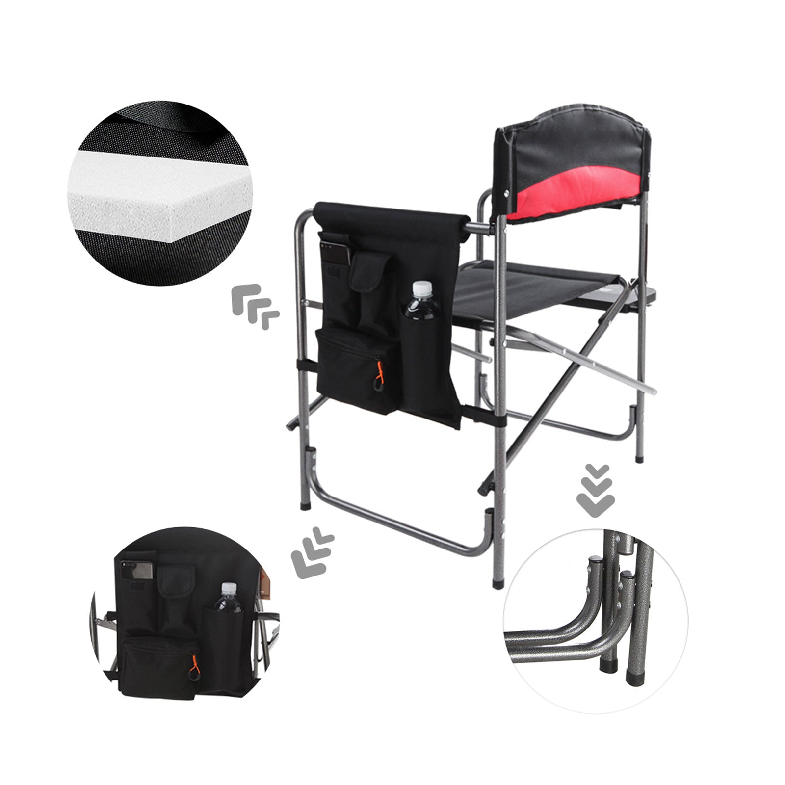 KINGCAMP Director's Chair XL Director Camping Folding Chair Armrest Table 180 kg