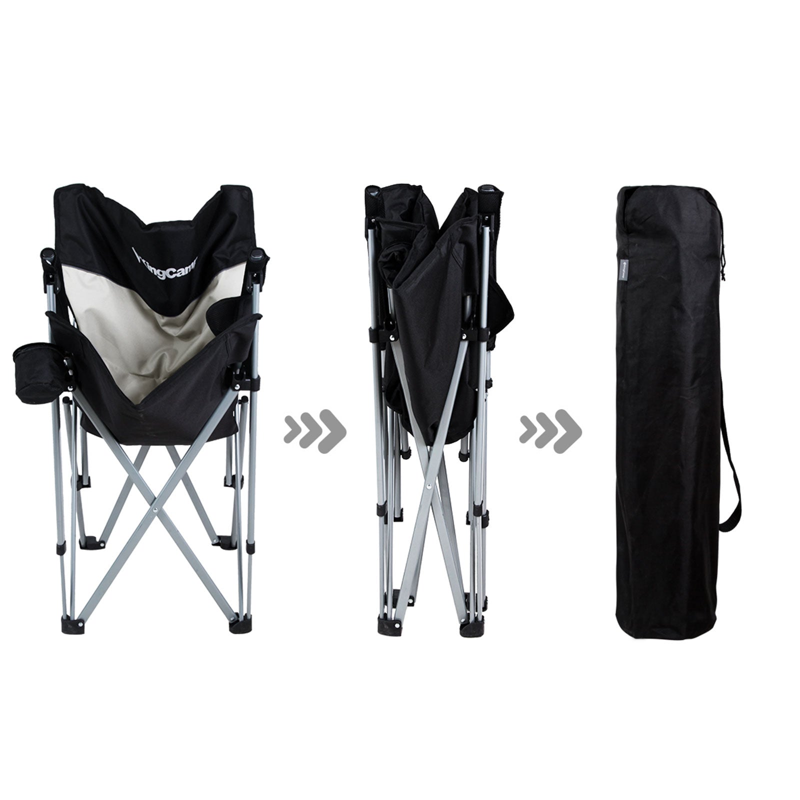 KINGCAMP Camping Falt Stuhl XL Klapp Sessel Garten Outdoor Armlehne Stahl 136 kg