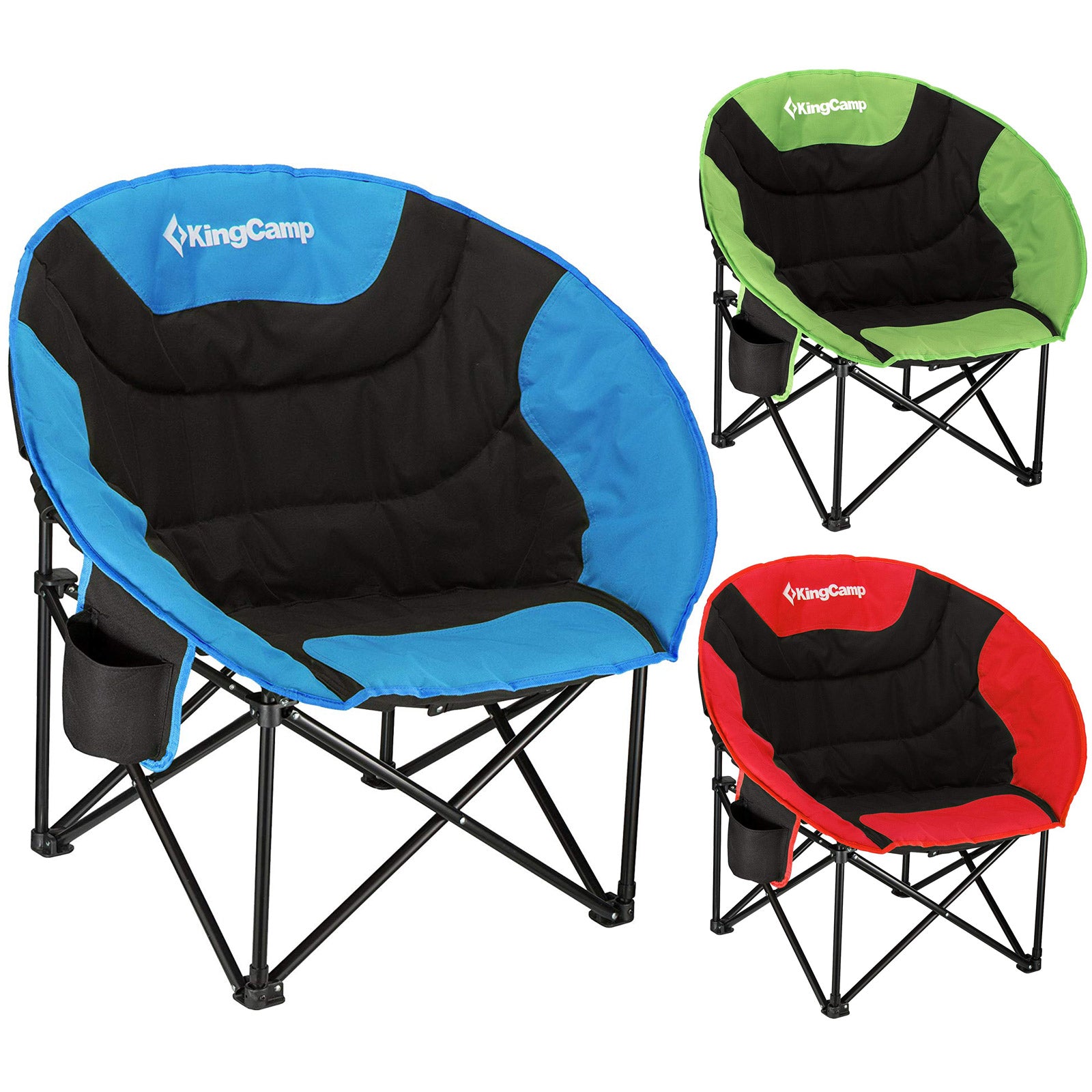 Chaise pliante de camping KINGCAMP MoonChair L, fauteuil pliant pour jardin, pêche, extérieur, 120 kg