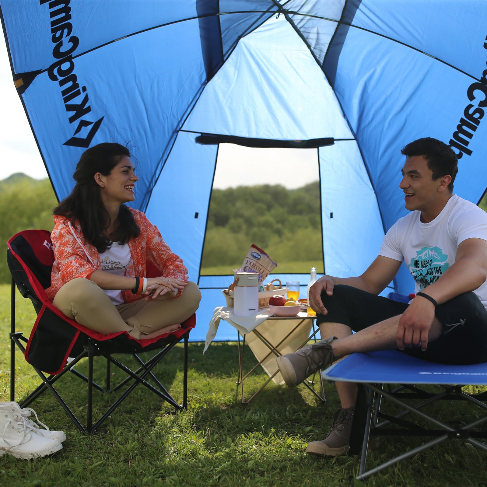 Chaise pliante de camping KINGCAMP MoonChair L, fauteuil pliant pour jardin, pêche, extérieur, 120 kg