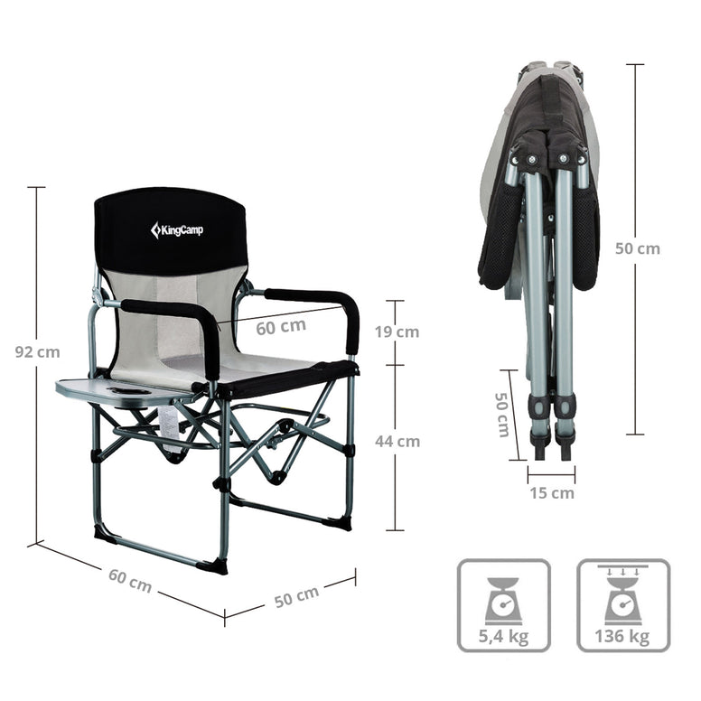 KINGCAMP Camping Falt Stuhl Director Klapp Sessel Garten Outdoor Armlehne 136 kg