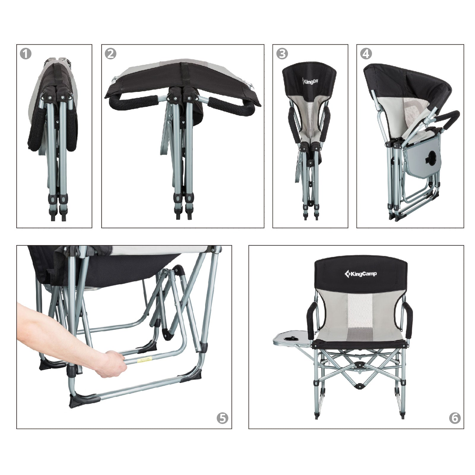 KINGCAMP Camping Folding Chair Director Folding Armchair Garden Outdoor Armrest 136 kg