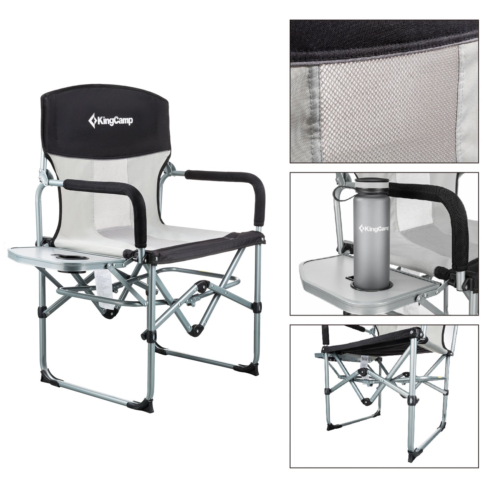 KINGCAMP Camping Folding Chair Director Folding Armchair Garden Outdoor Armrest 136 kg