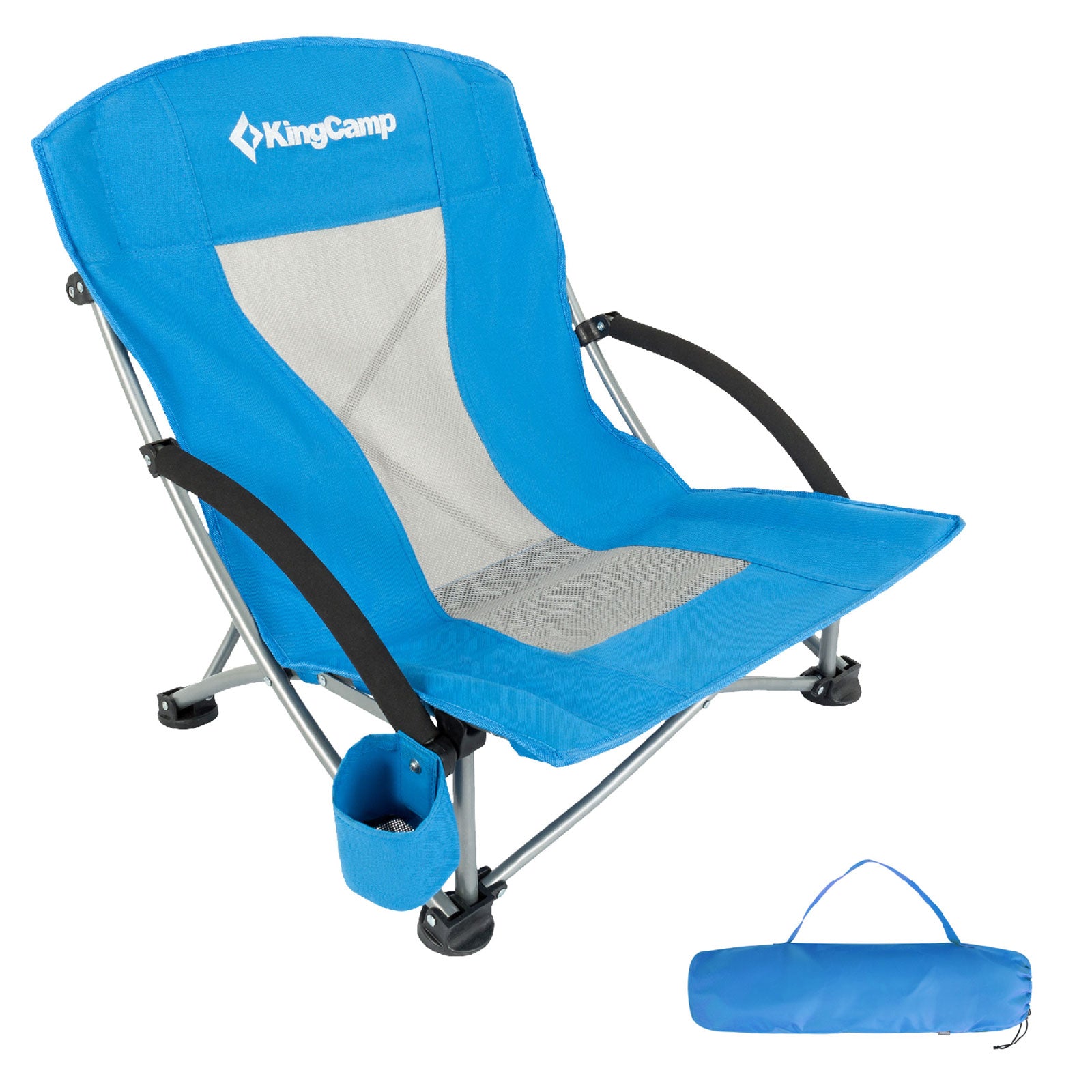 KINGCAMP Beach Lounger Chair Camping Folding Armchair Low Garden Steel 136kg