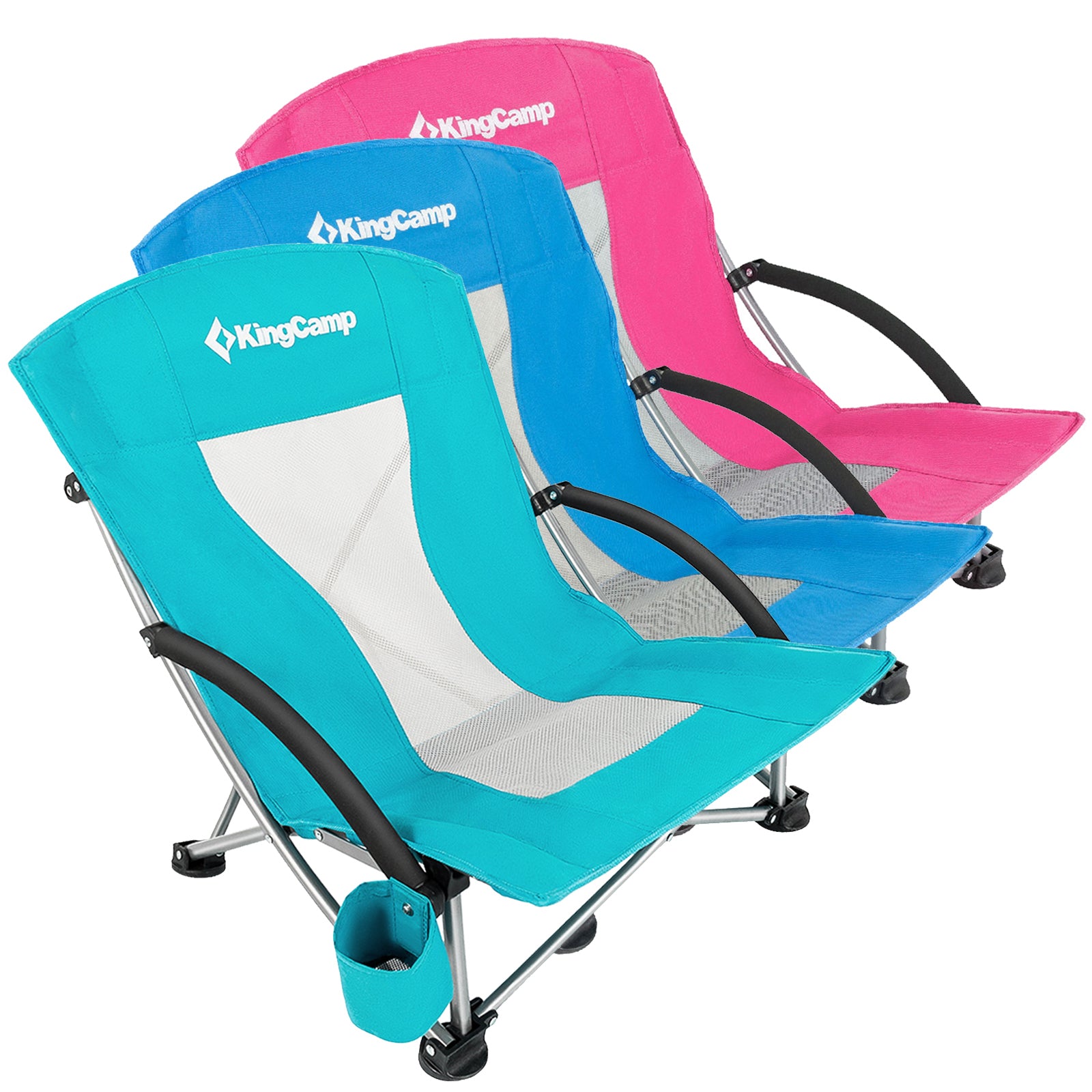 KINGCAMP Beach Lounger Chair Camping Folding Armchair Low Garden Steel 136kg