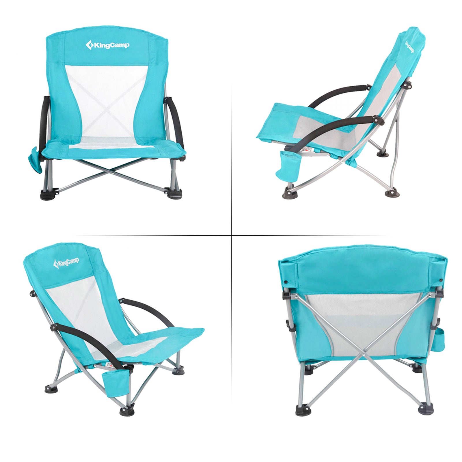 KINGCAMP Beach Lounger Chair Camping Folding Armchair Low Garden Steel 136kg