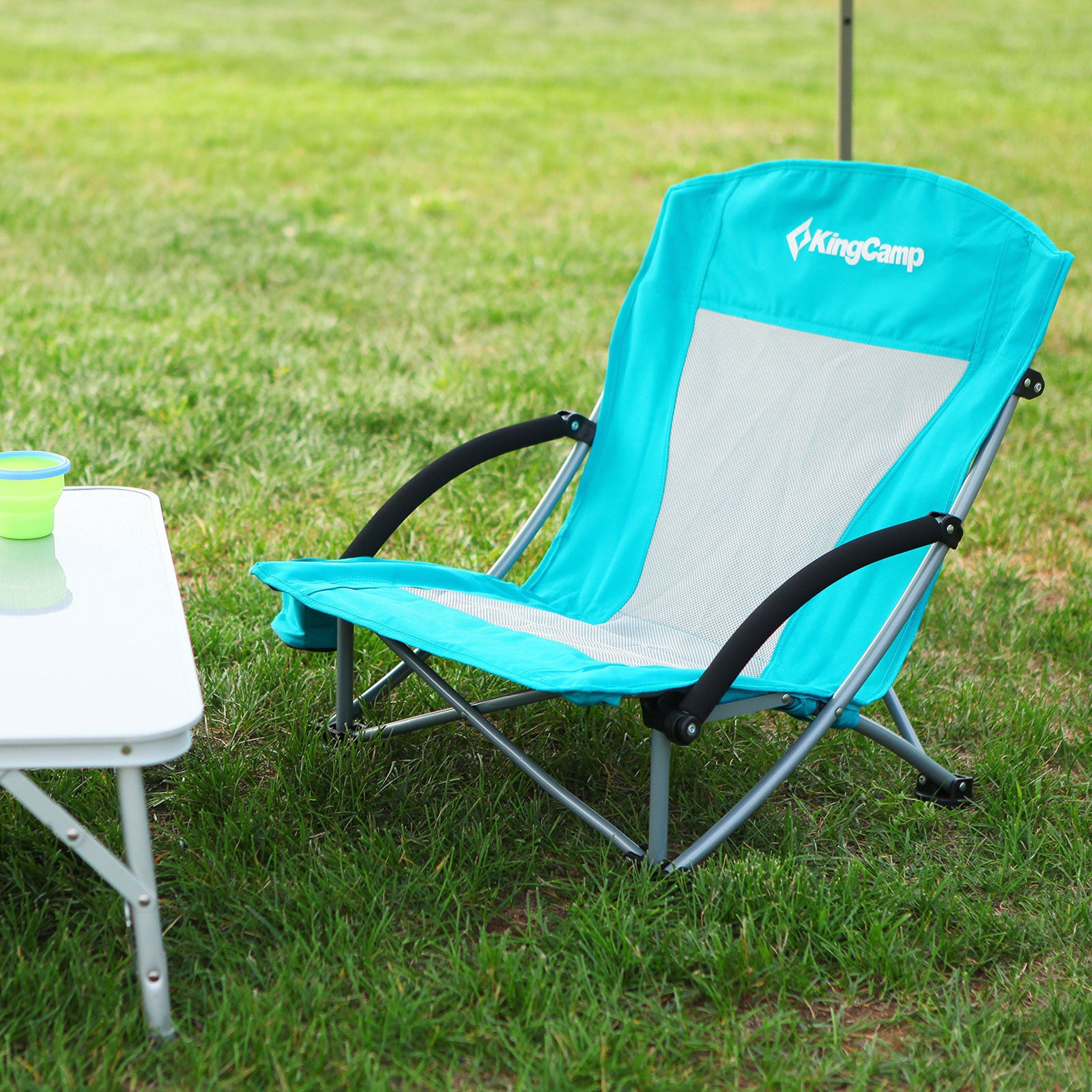 KINGCAMP Beach Lounger Chair Camping Folding Armchair Low Garden Steel 136kg