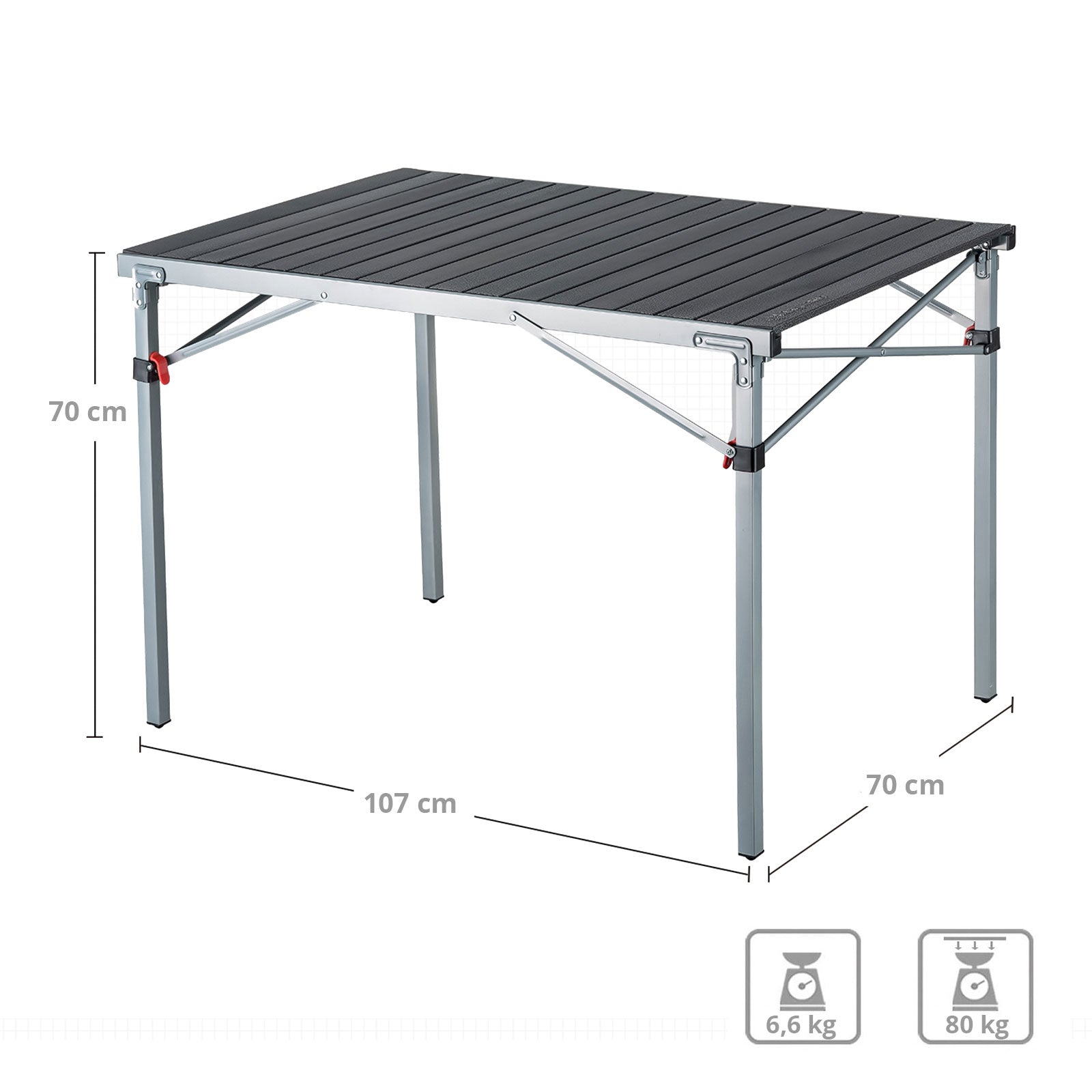 Table de camping KINGCAMP table de camping roulante table pliante table de jardin pliante en aluminium 107x70cm