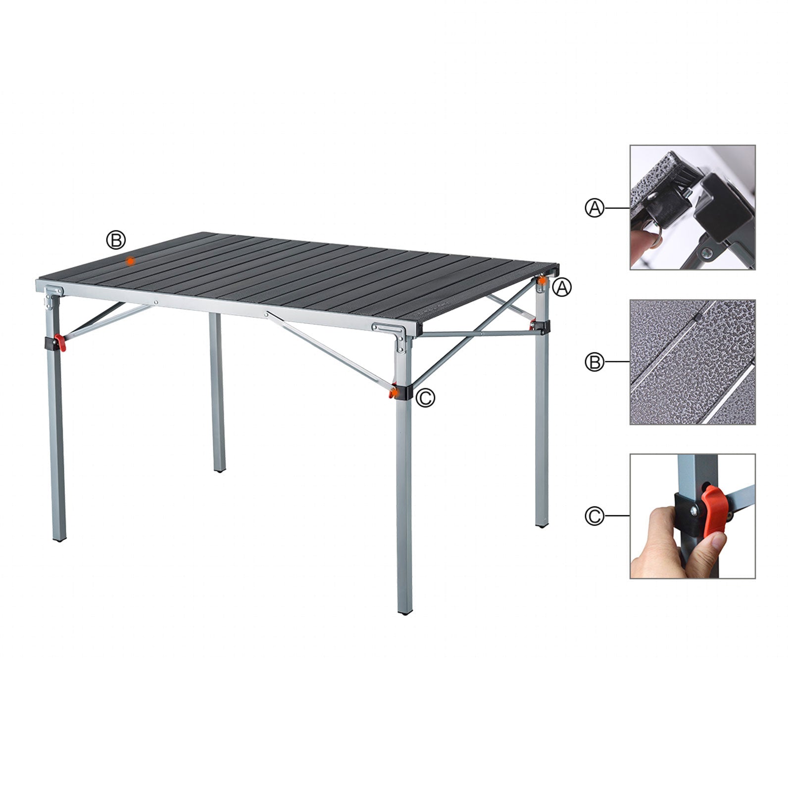 KINGCAMP camping table camping rolling table folding table garden folding table aluminum 107x70cm
