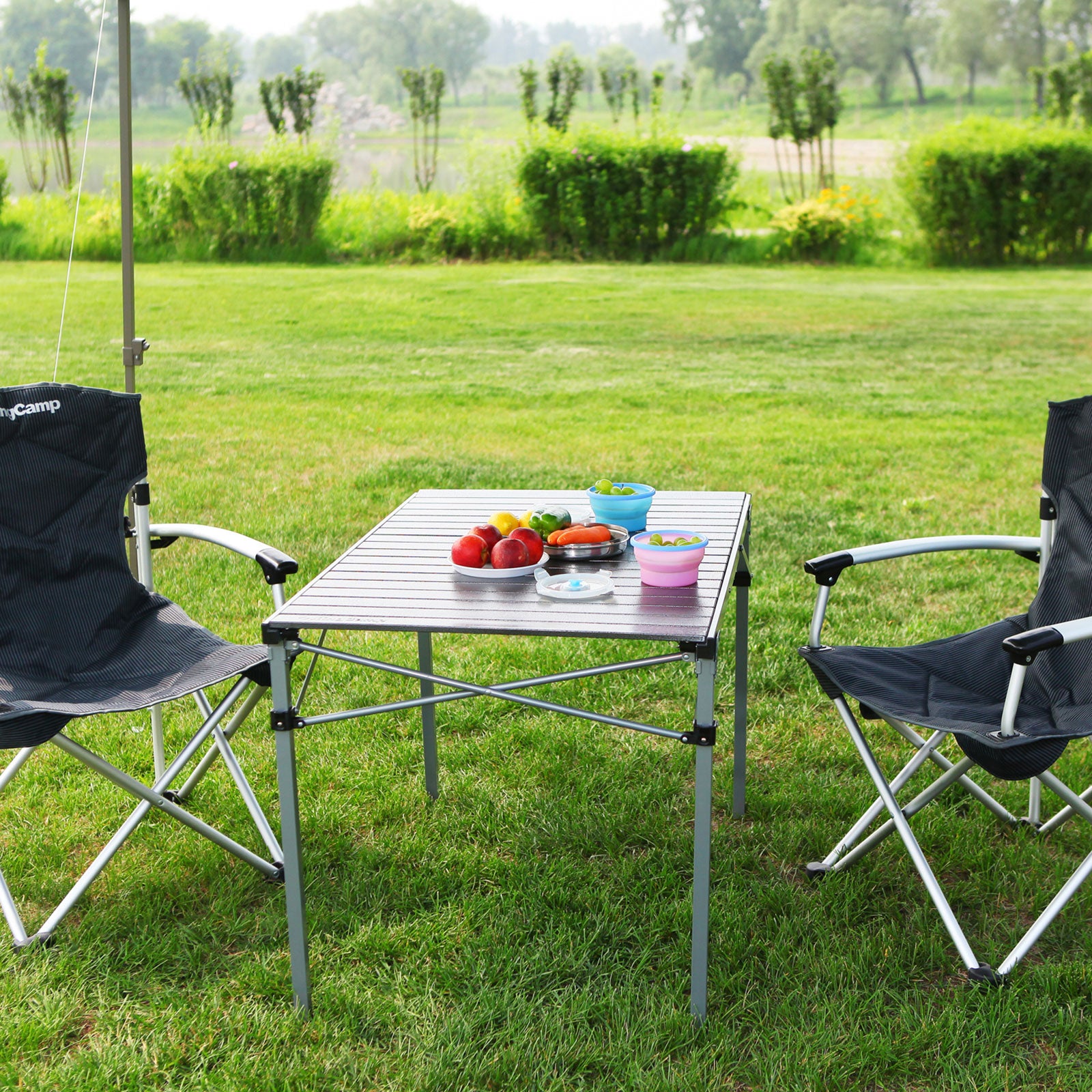 KINGCAMP camping table camping rolling table folding table garden folding table aluminum 107x70cm