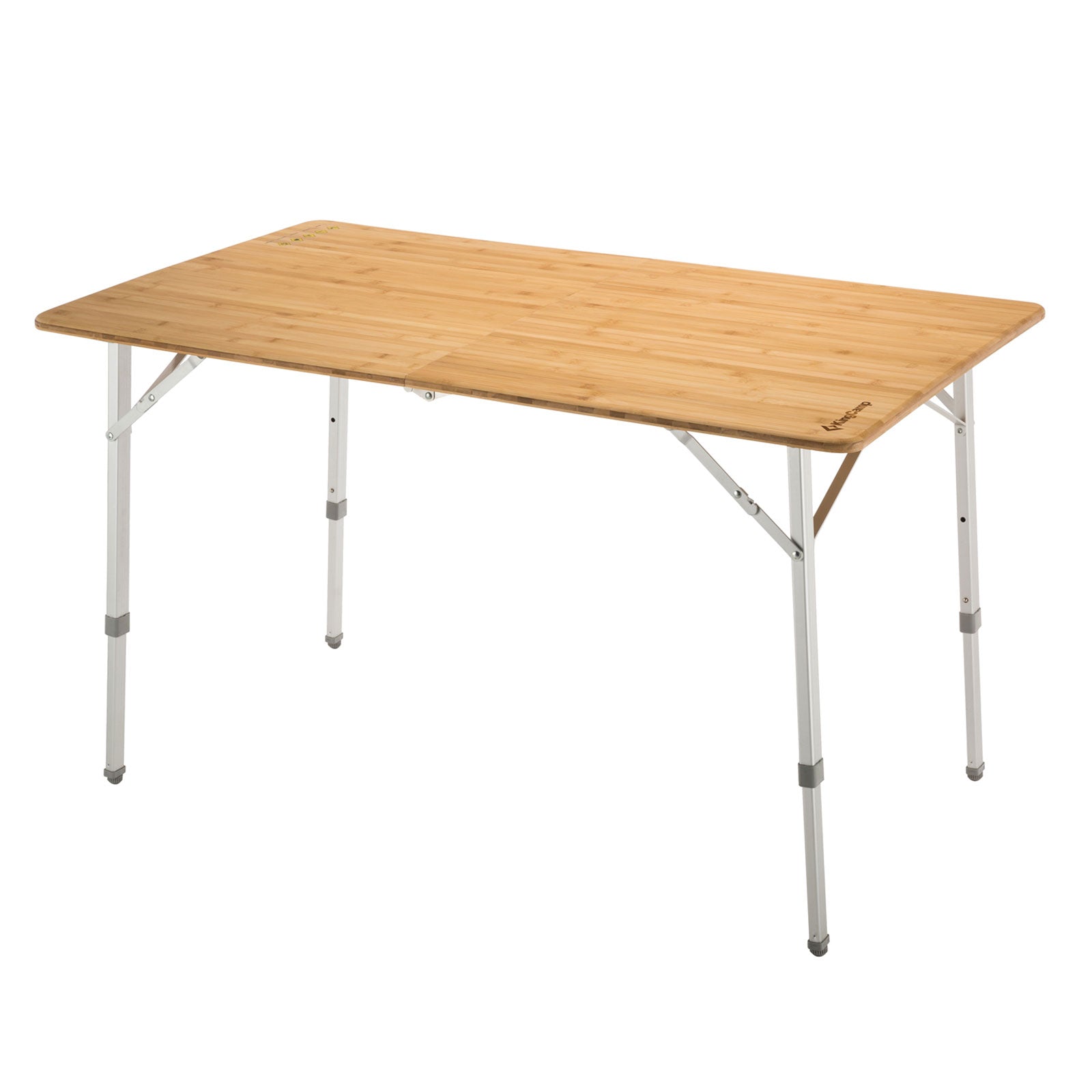 Table pliante en bambou KINGCAMP, table de camping pliante de jardin en aluminium et bois, 3 hauteurs réglables