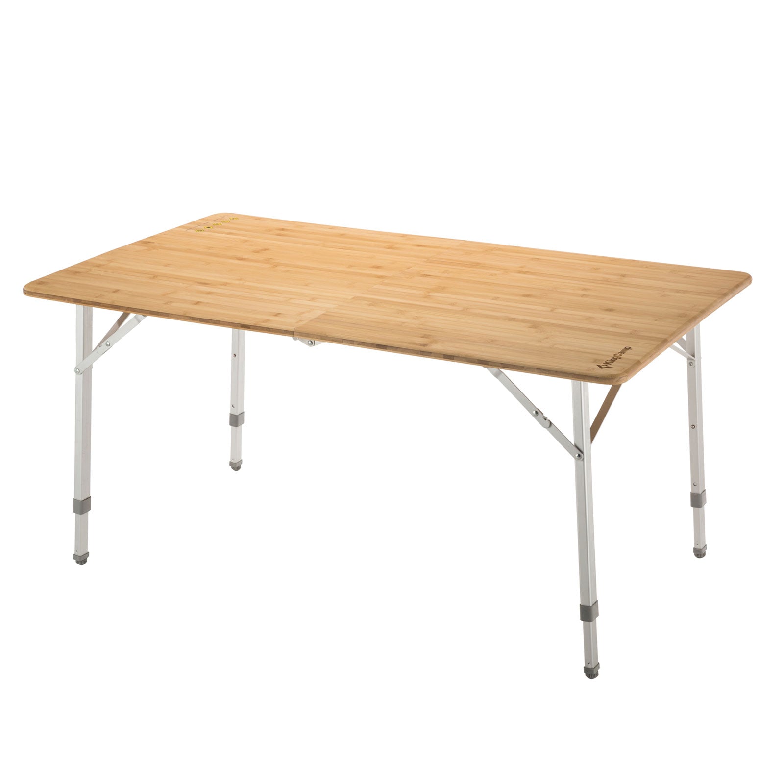Table pliante en bambou KINGCAMP, table de camping pliante de jardin en aluminium et bois, 3 hauteurs réglables