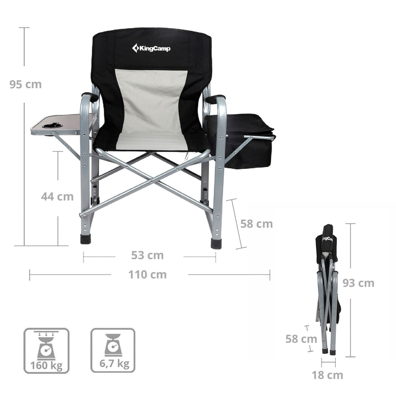 KINGCAMP Camping Folding Chair Folding Armchair Garden Outdoor Cool Bag Table 150 kg