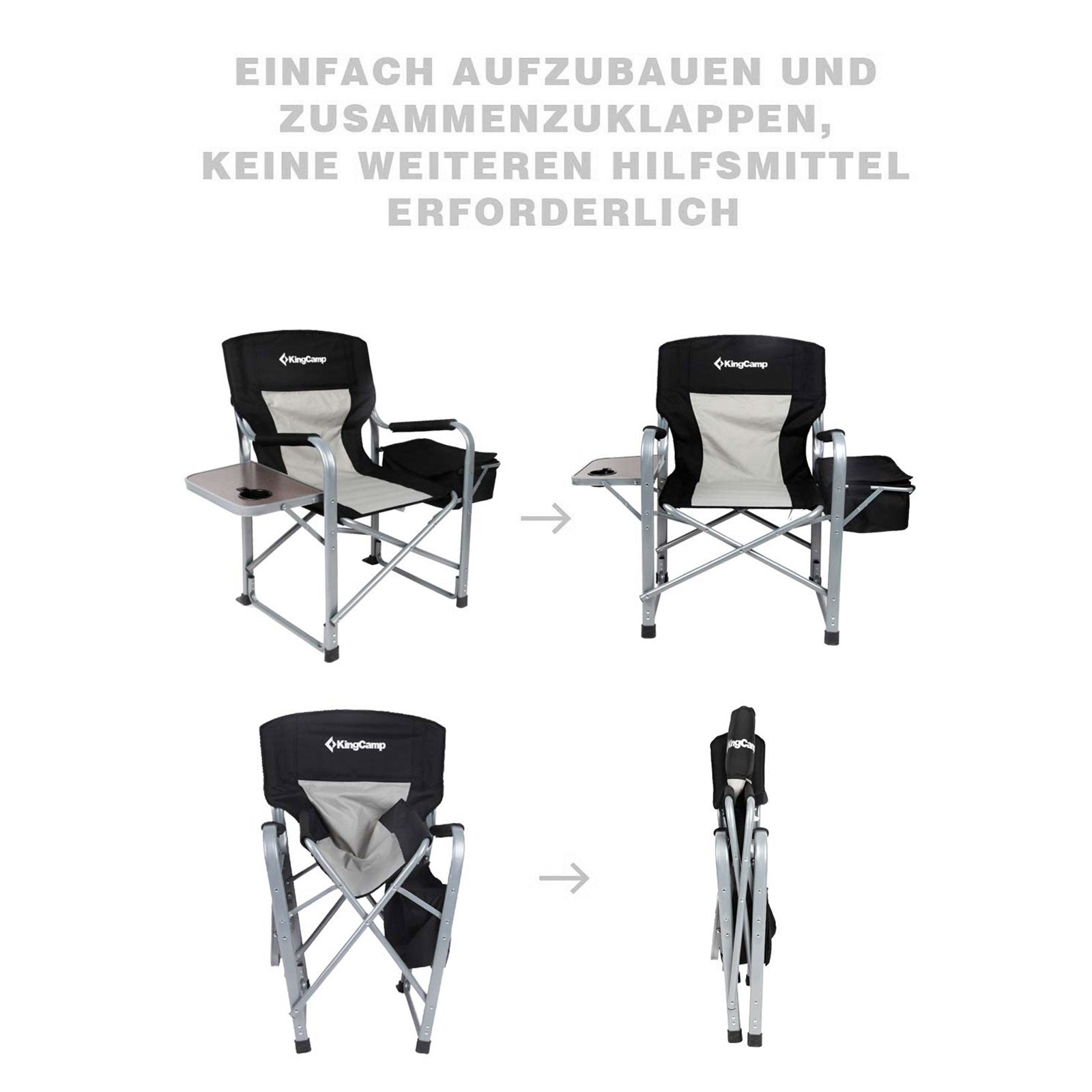 Chaise pliante de camping KINGCAMP Fauteuil pliant Table de jardin extérieure isotherme 150 kg