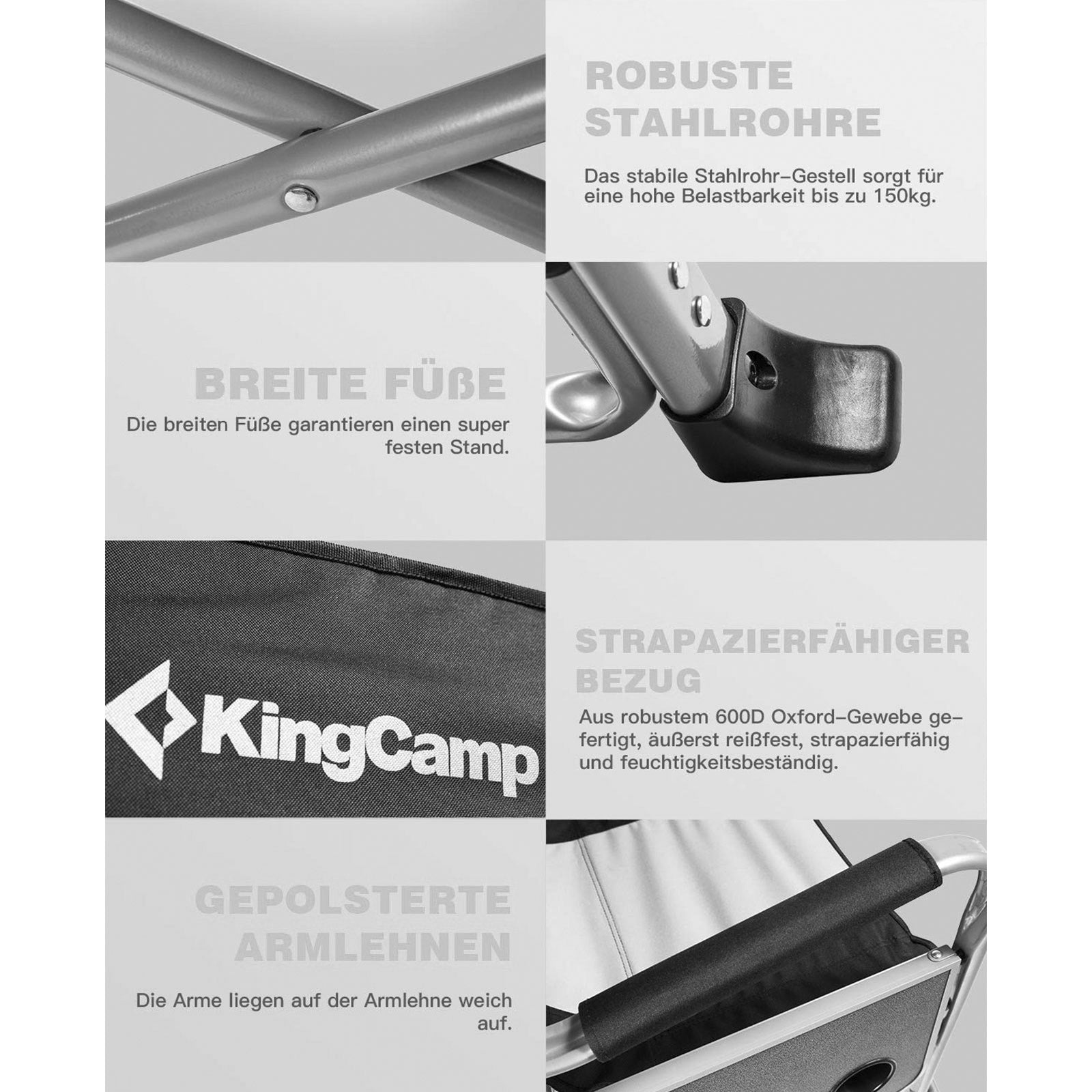 KINGCAMP Camping Folding Chair Folding Armchair Garden Outdoor Cool Bag Table 150 kg