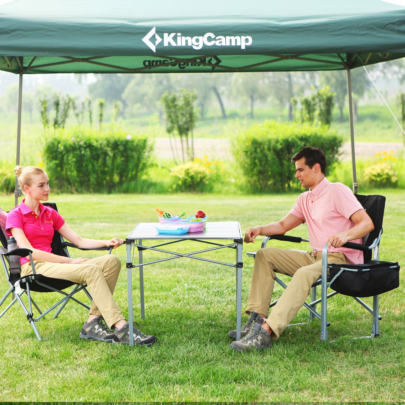 Chaise pliante de camping KINGCAMP Fauteuil pliant Table de jardin extérieure isotherme 150 kg
