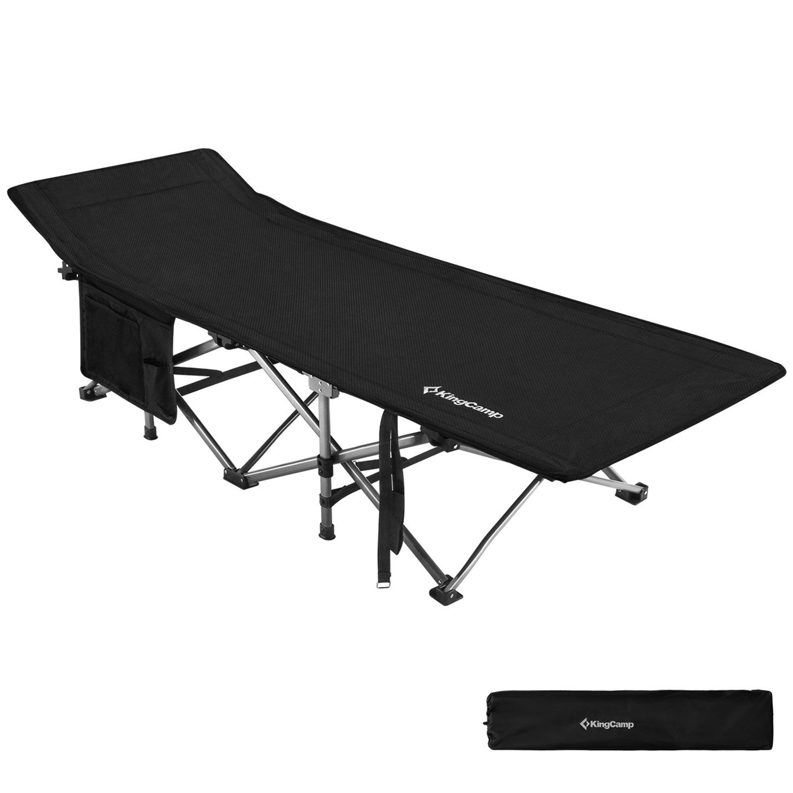 KINGCAMP camp bed XL outdoor camping lounger guest folding bed steel 208x75cm 200kg