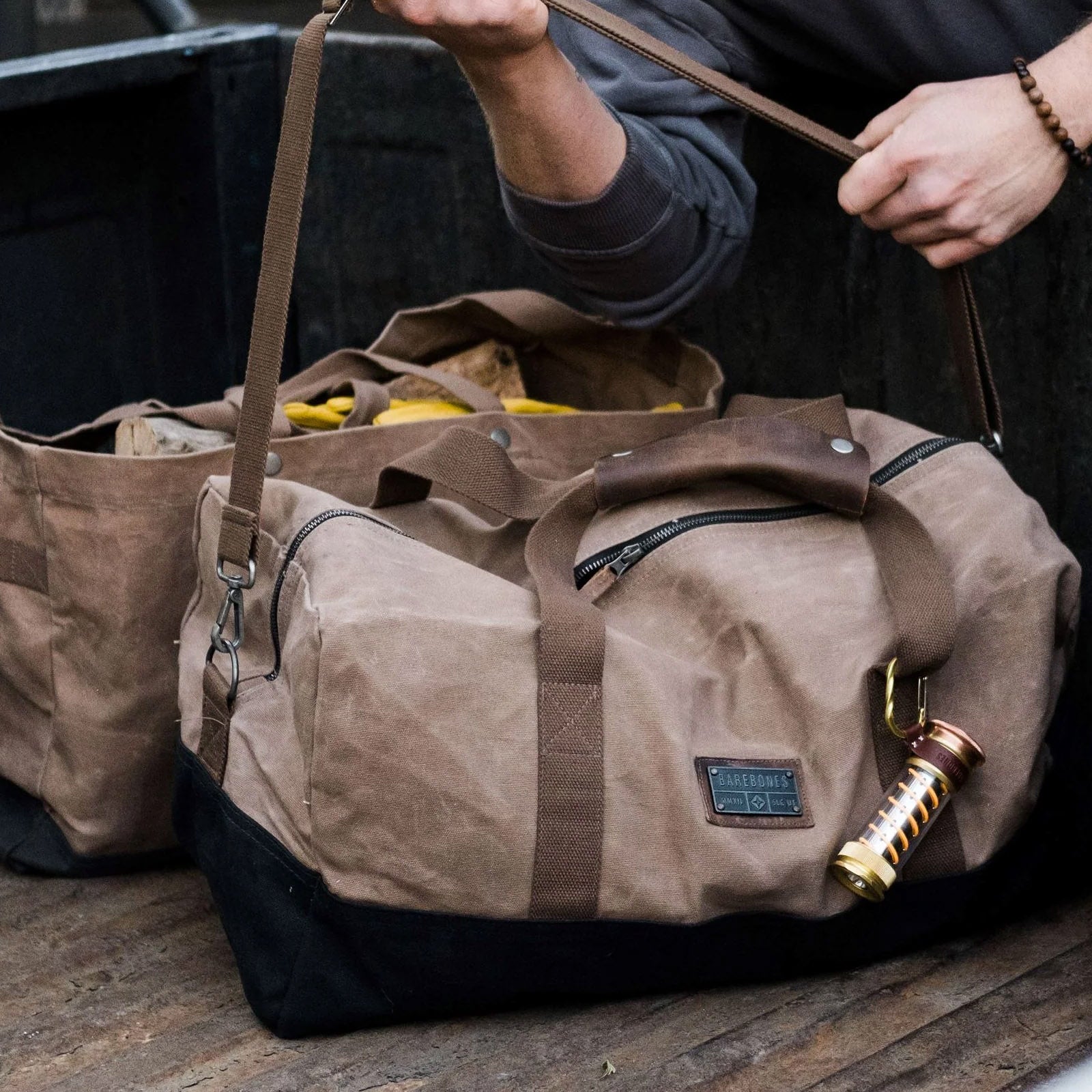 BAREBONES Camping Lantern LightStick Brass Mini Retro Lamp Dimmable USB Battery LED