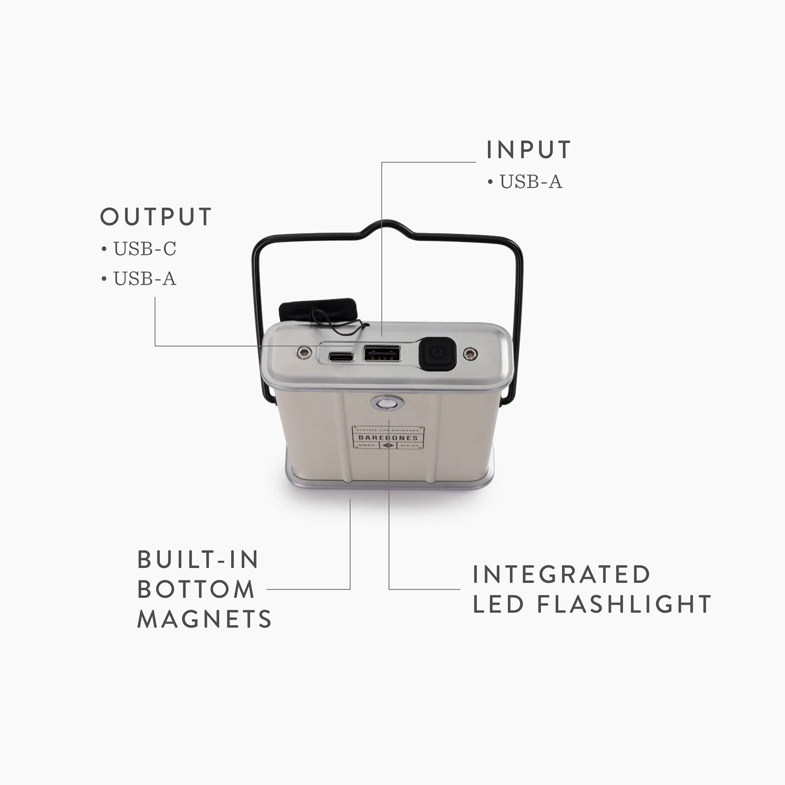 BAREBONES Powerbank Outdoor Power Bank Ladegerät Lampe USB & USB-C 1000mAh Akku