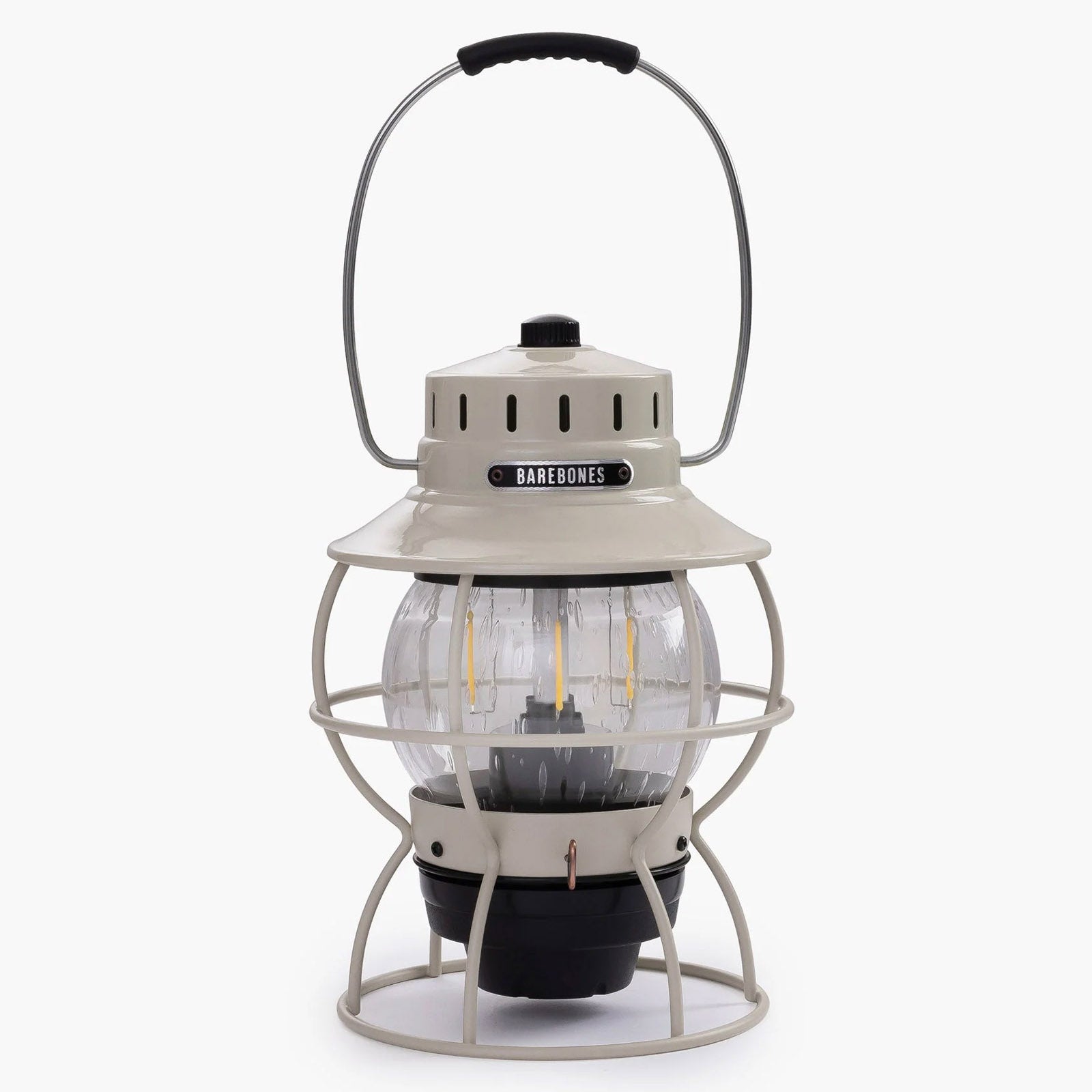 Lanterne de camping rétro Barebones, lampe de chemin de fer à intensité variable, métal, verre, batterie USB, LED