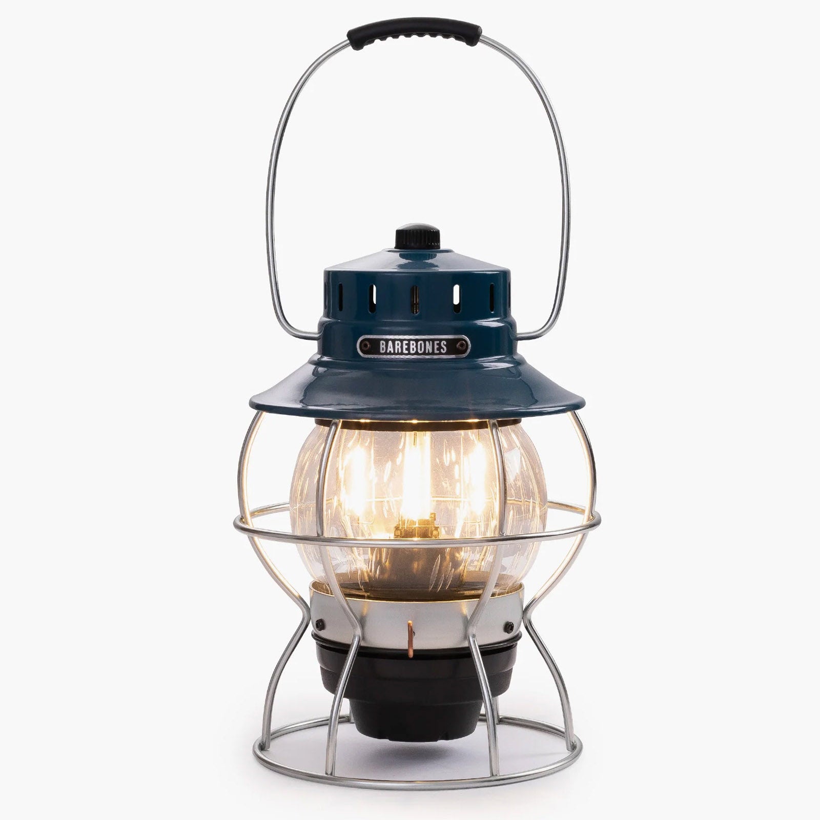 Lanterne de camping rétro Barebones, lampe de chemin de fer à intensité variable, métal, verre, batterie USB, LED