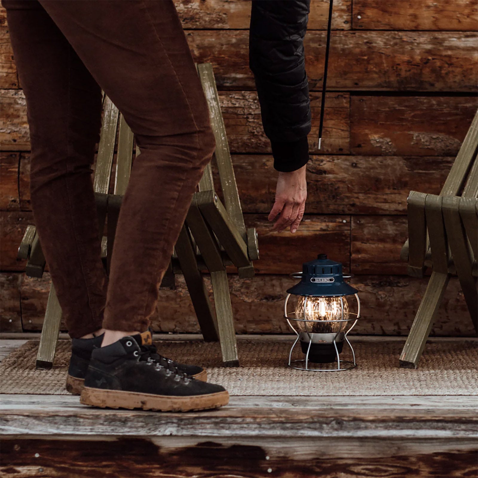 Lanterne de camping rétro Barebones, lampe de chemin de fer à intensité variable, métal, verre, batterie USB, LED