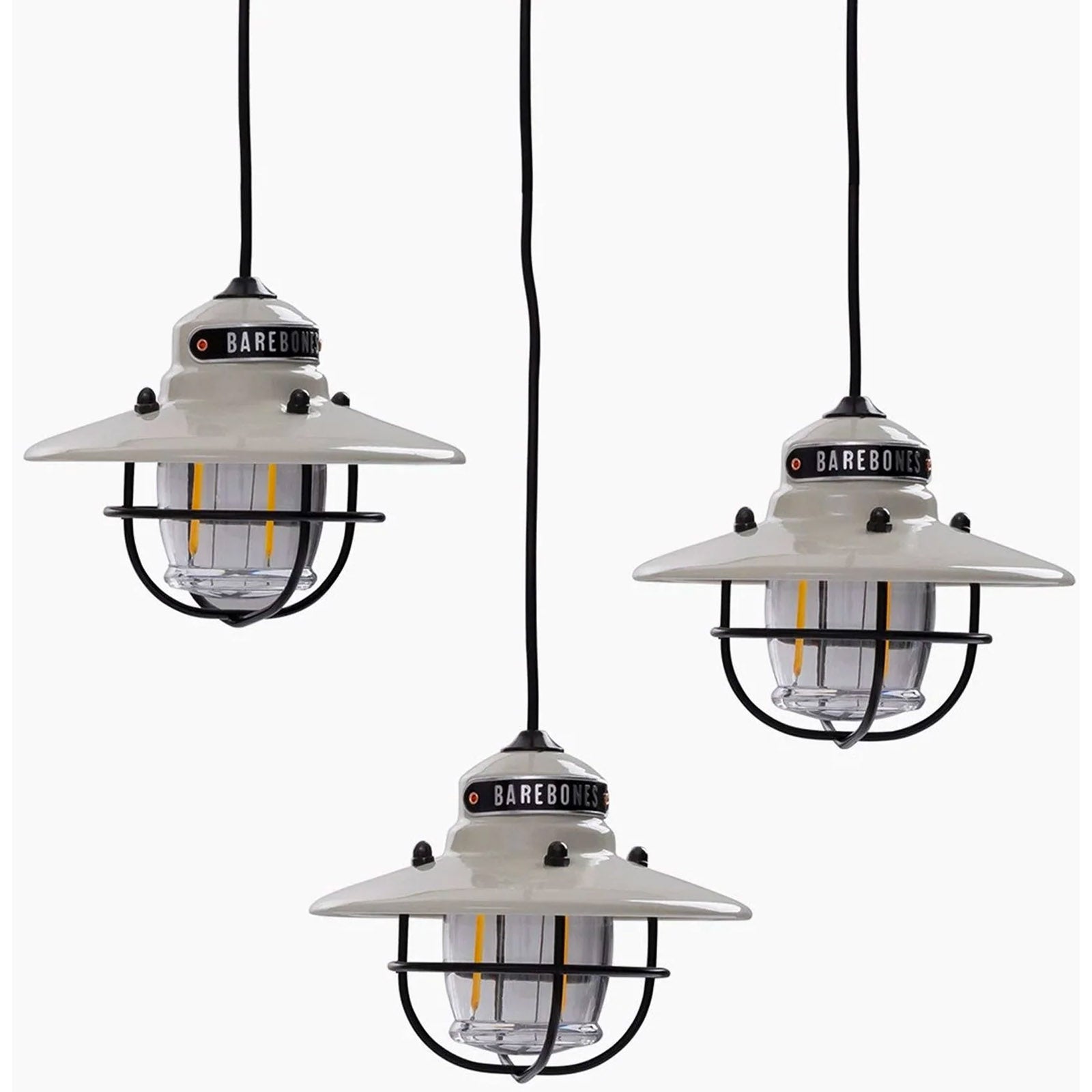 BAREBONES Camping Laterne Edison String Pendel Retro Lampe Dimmbar Stahl USB LED