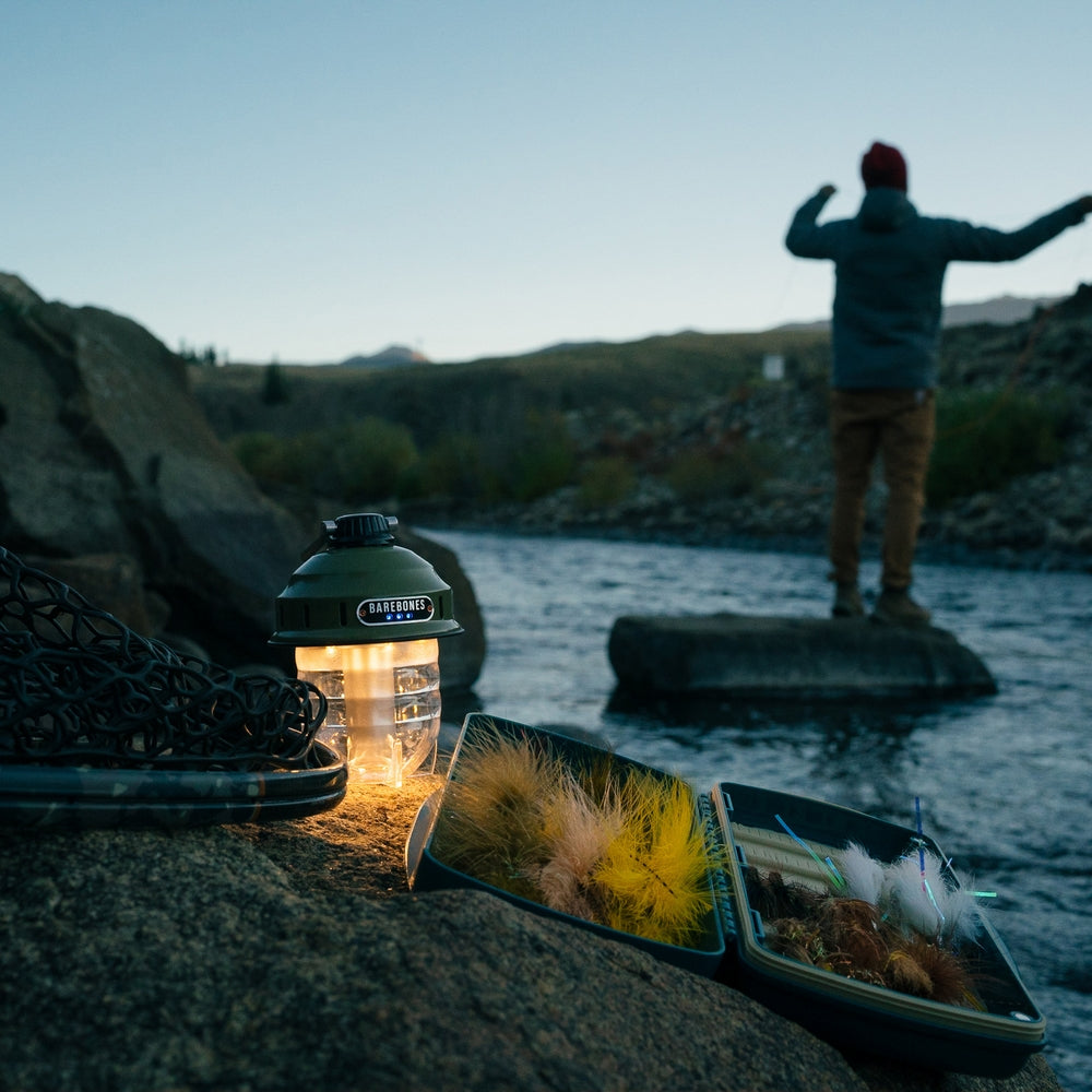 BAREBONES Camping Lantern Beacon Light Retro Lamp Dimmable Steel USB Battery LED