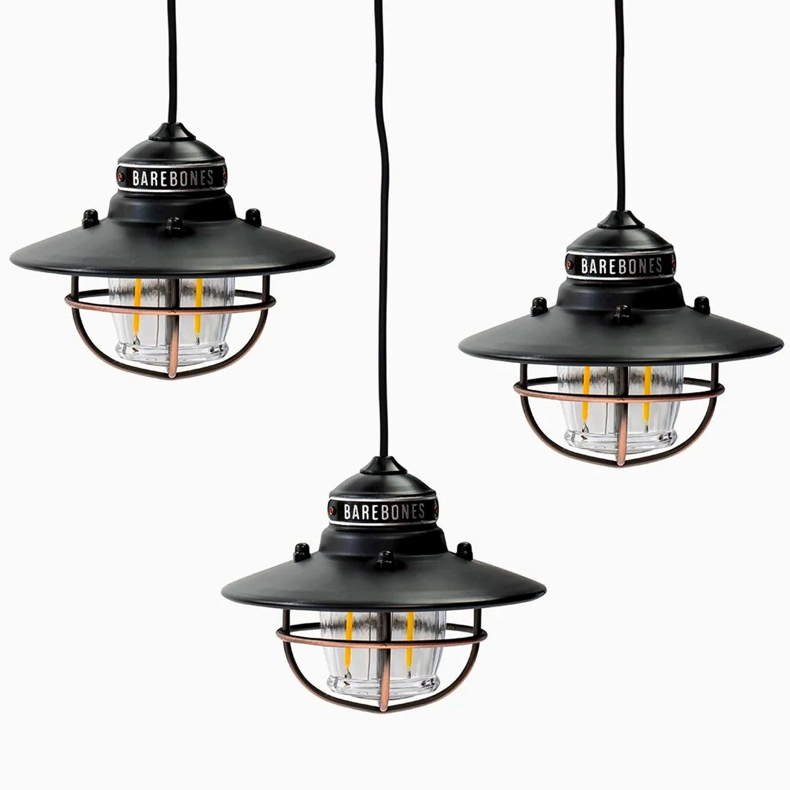 BAREBONES Lampe de camping Edison String, suspension rétro, intensité réglable, acier, USB, LED