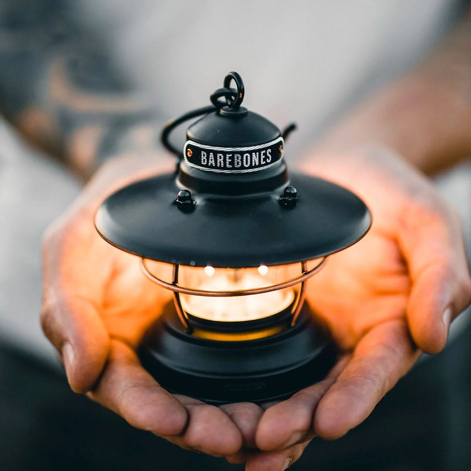 BAREBONES Camping Lantern Edison Mini Retro Lamp Dimmable Steel USB Battery LED