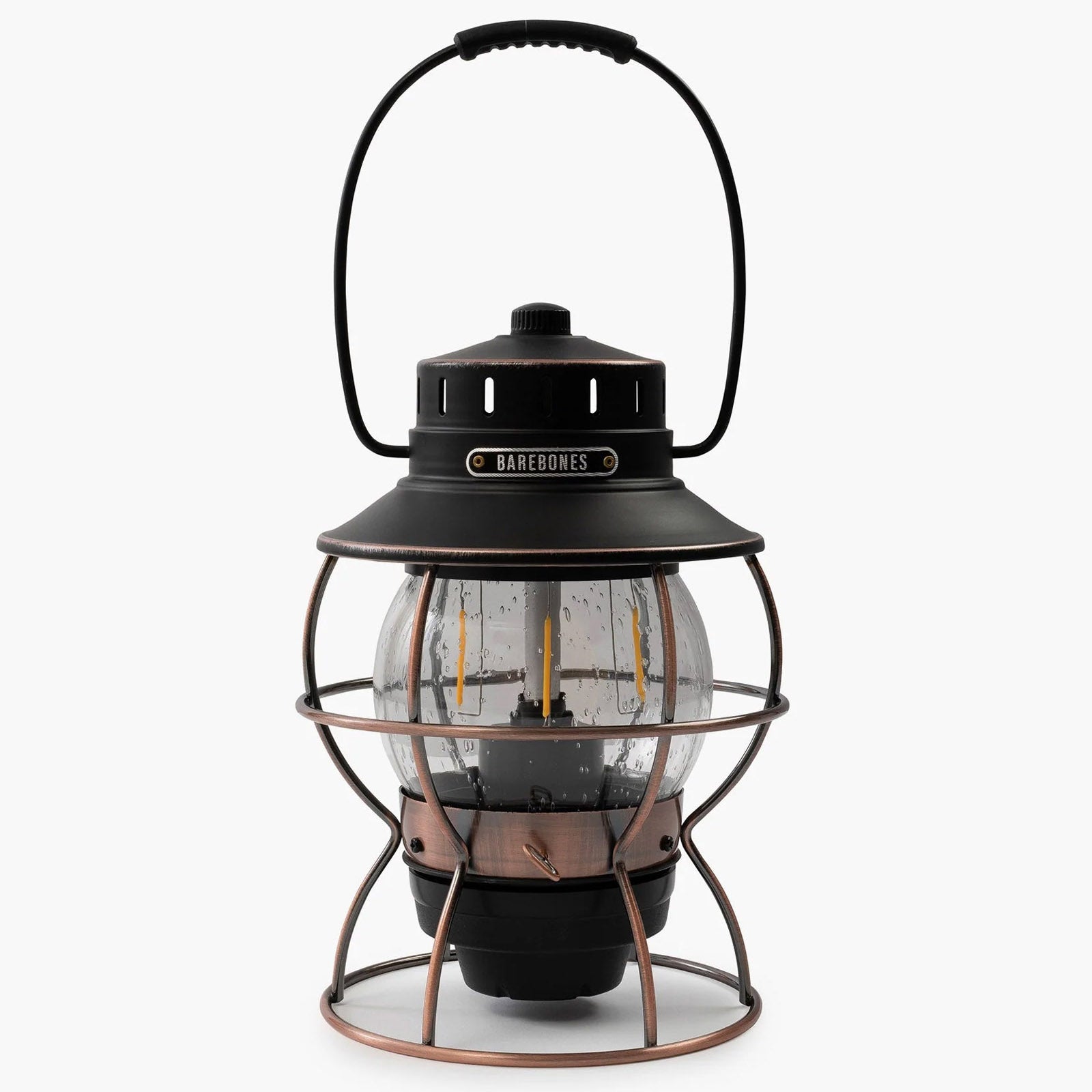 Lanterne de camping rétro Barebones, lampe de chemin de fer à intensité variable, métal, verre, batterie USB, LED