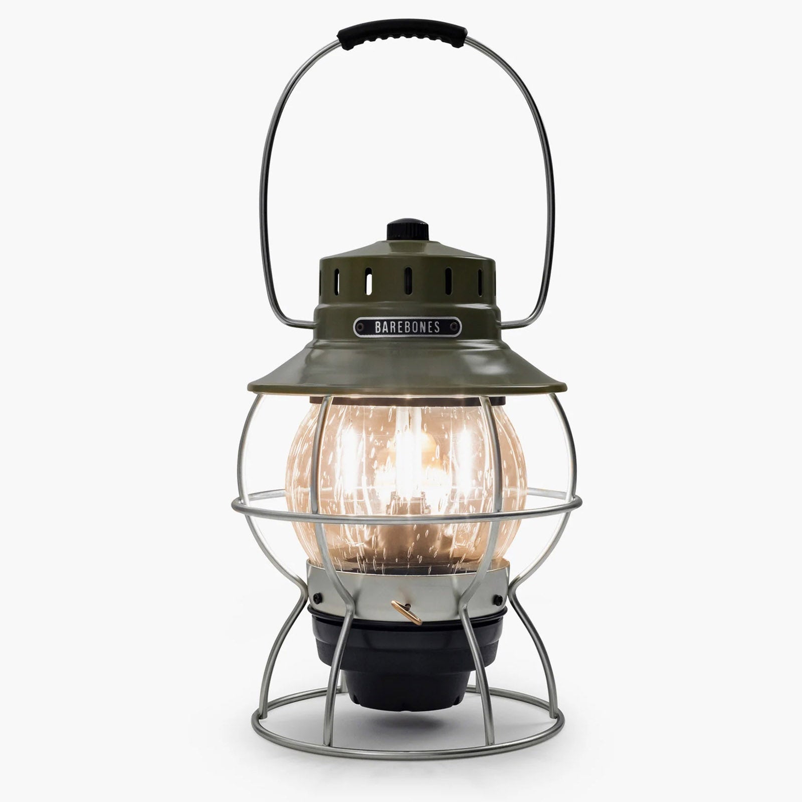 Lanterne de camping rétro Barebones, lampe de chemin de fer à intensité variable, métal, verre, batterie USB, LED