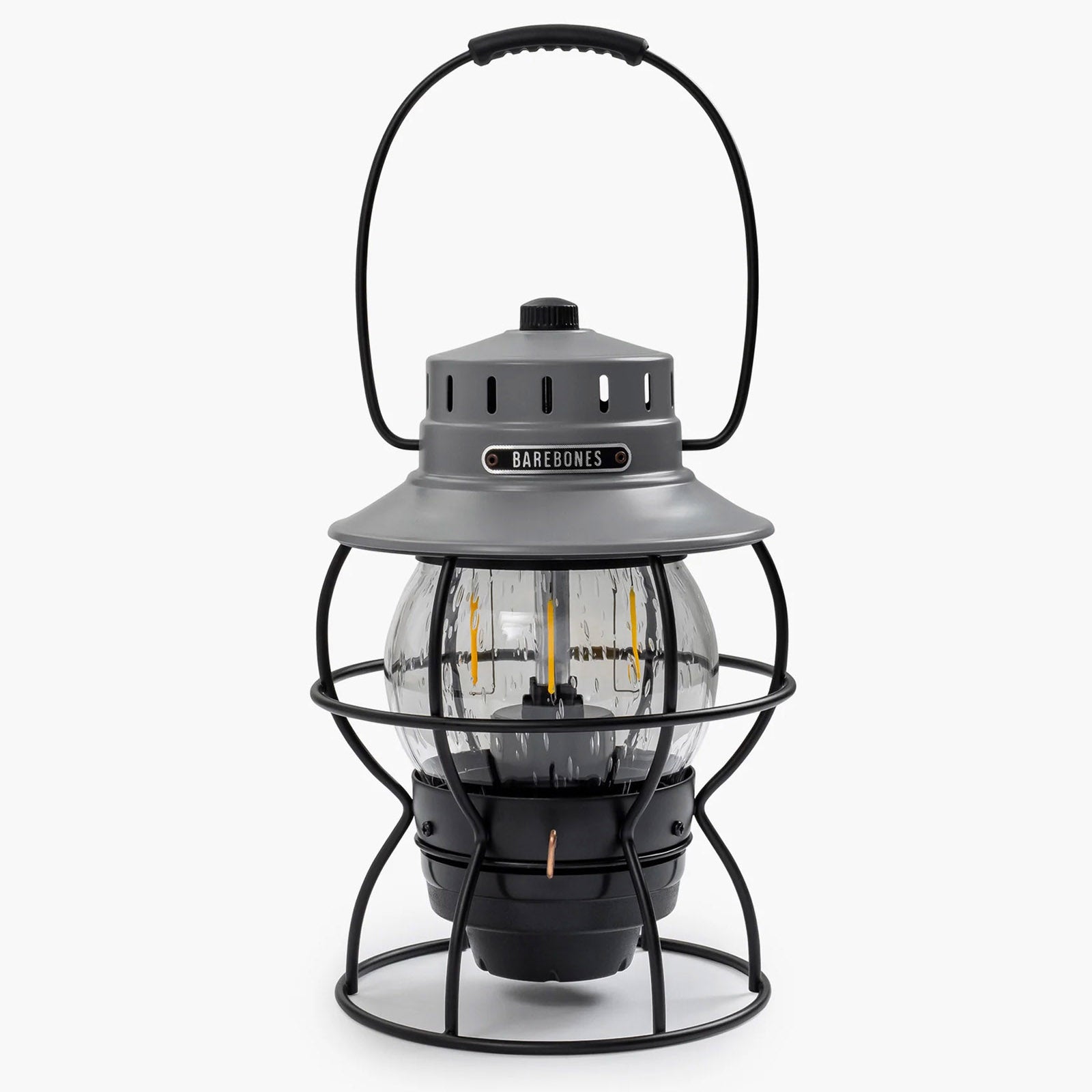 Lanterne de camping rétro Barebones, lampe de chemin de fer à intensité variable, métal, verre, batterie USB, LED