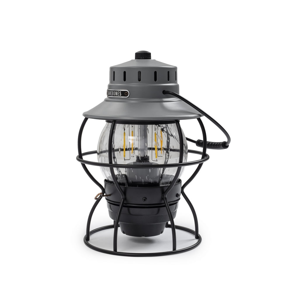 Lanterne de camping rétro Barebones, lampe de chemin de fer à intensité variable, métal, verre, batterie USB, LED