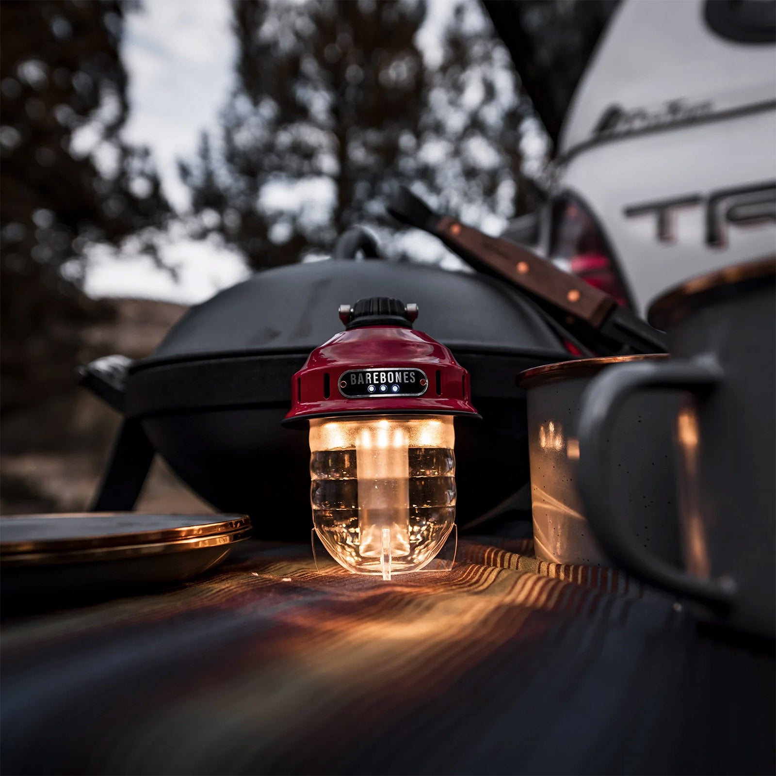 BAREBONES Camping Lantern Beacon Light Retro Lamp Dimmable Steel USB Battery LED