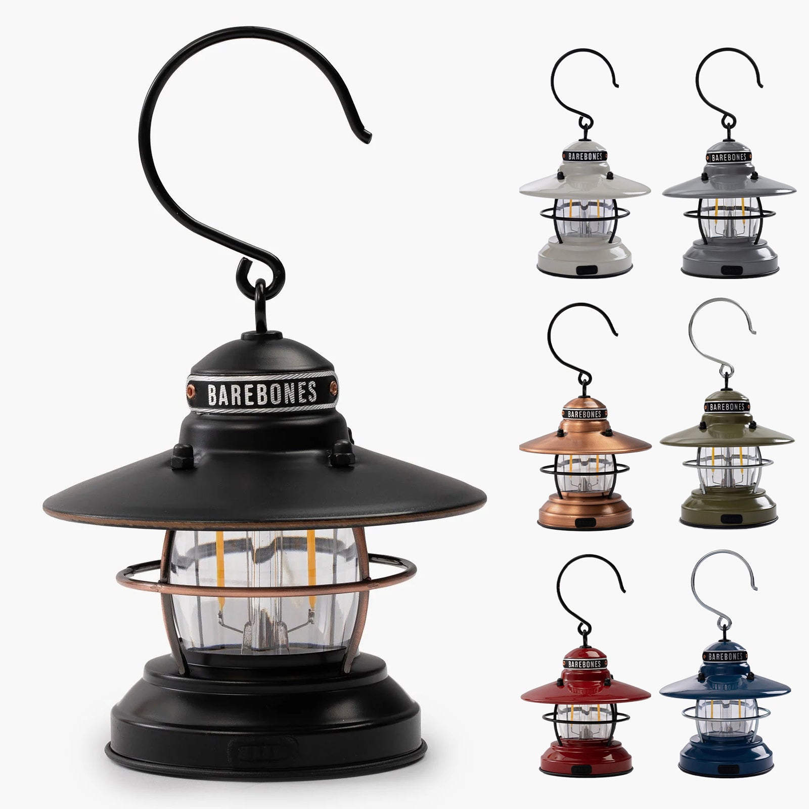 Lanterne de camping Barebones Edison Mini lampe rétro à intensité variable en acier USB à piles LED
